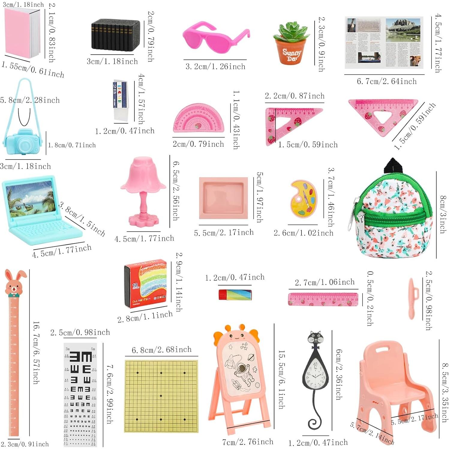 SOTOGO 49 Piezas Accesorios Escuela Miniatura para Muñecas