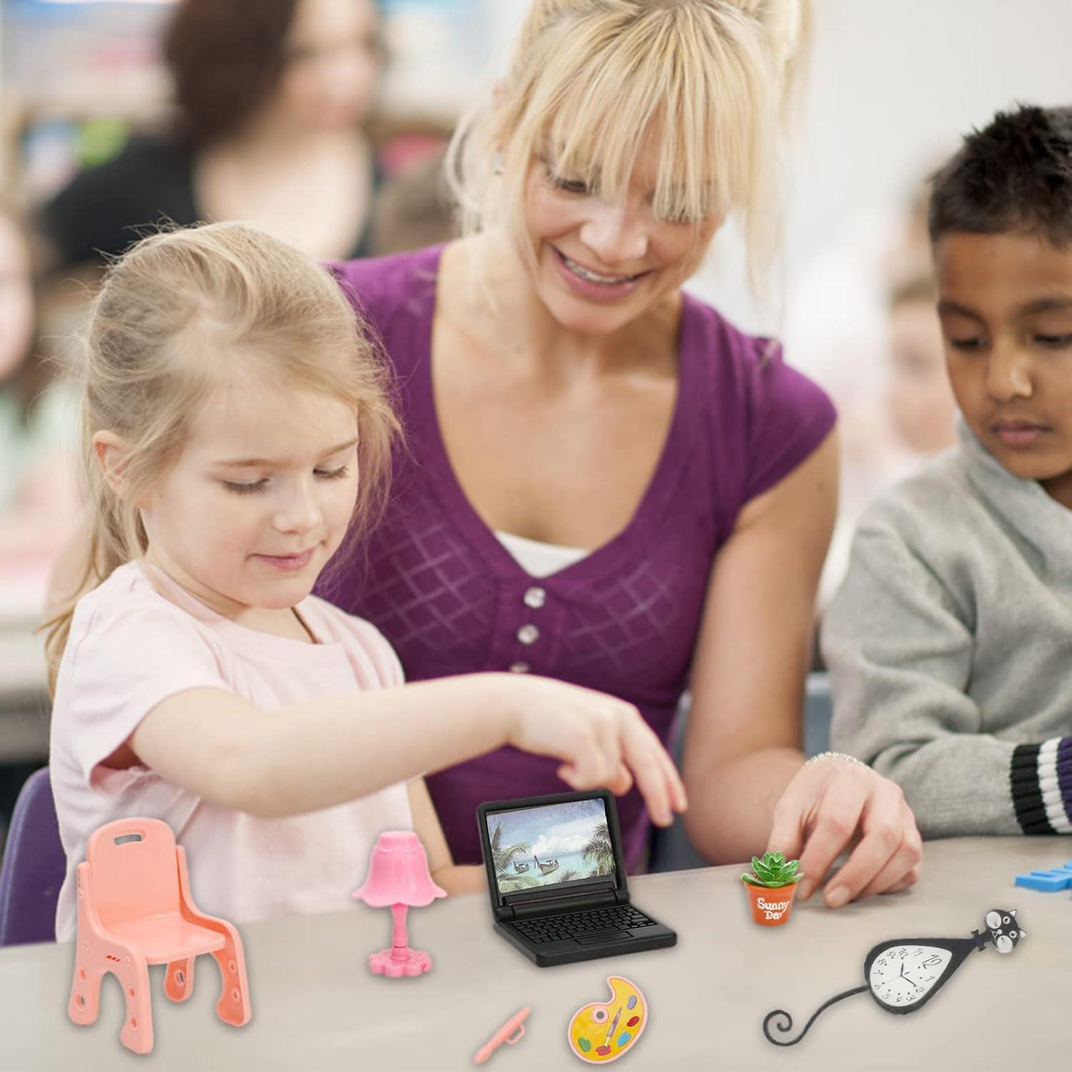 SOTOGO 49 Piezas Accesorios Escuela Miniatura para Muñecas