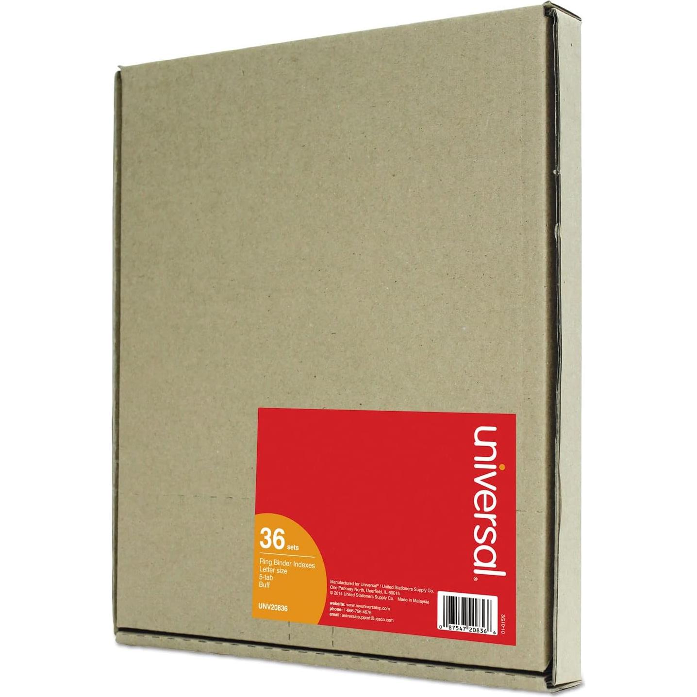 Separadores Económicos Universal 20836, 5 Pestañas, Carta, 36 Juegos