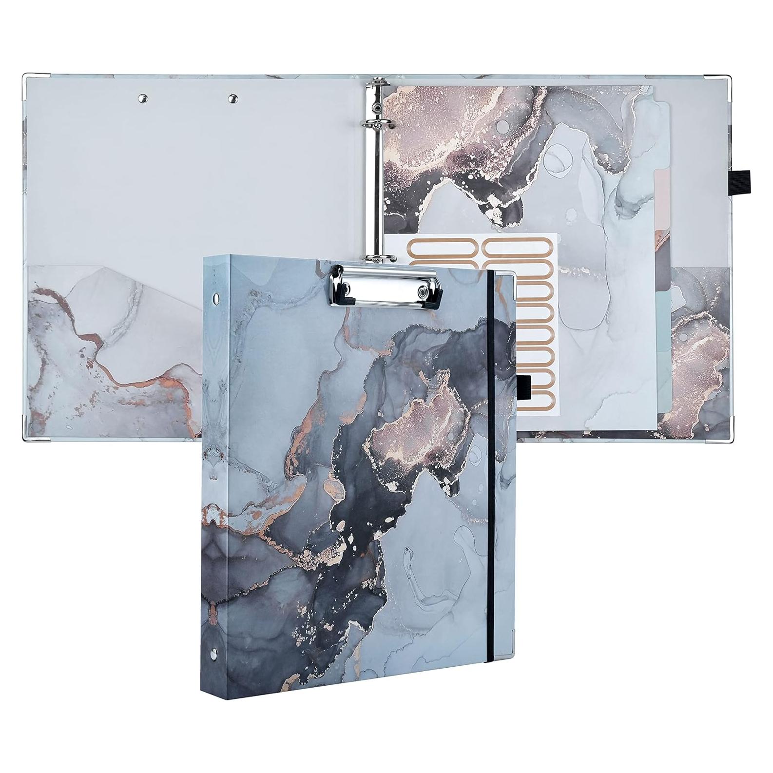 Carpeta Decorativa de 3 Anillos NELOVI Tamaño Carta Negra