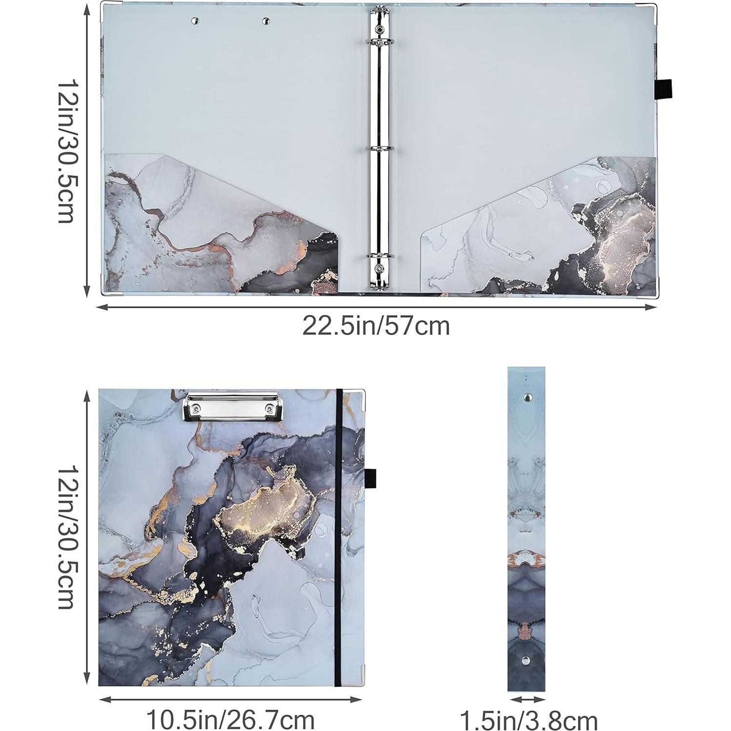 Carpeta Decorativa de 3 Anillos NELOVI Tamaño Carta Negra