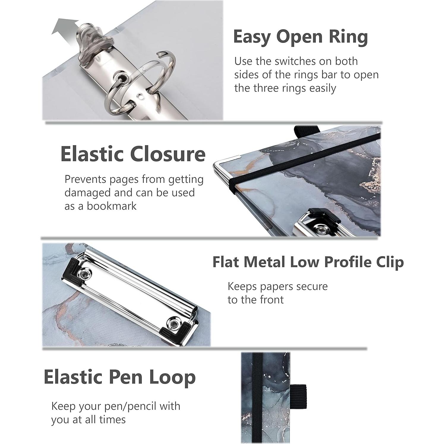 Carpeta Decorativa de 3 Anillos NELOVI Tamaño Carta Negra