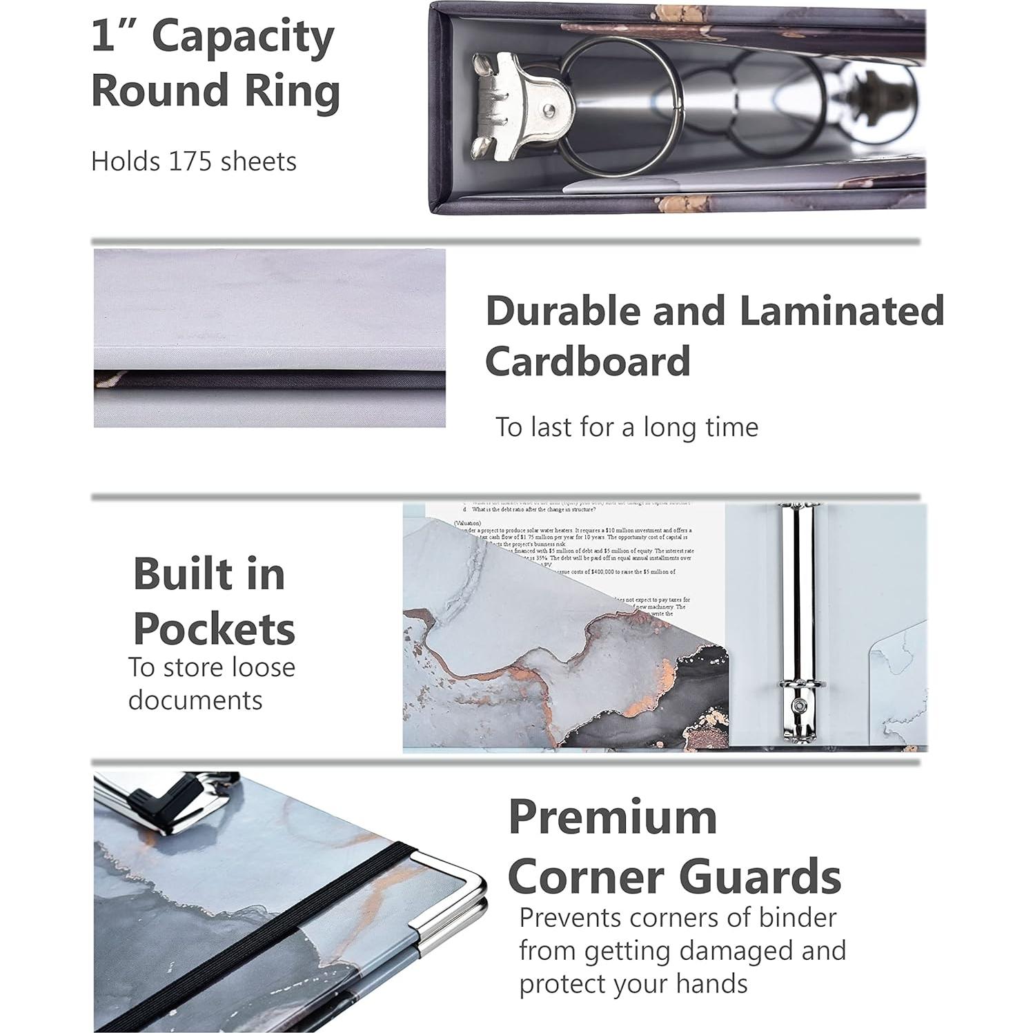 Carpeta Decorativa de 3 Anillos NELOVI Tamaño Carta Negra