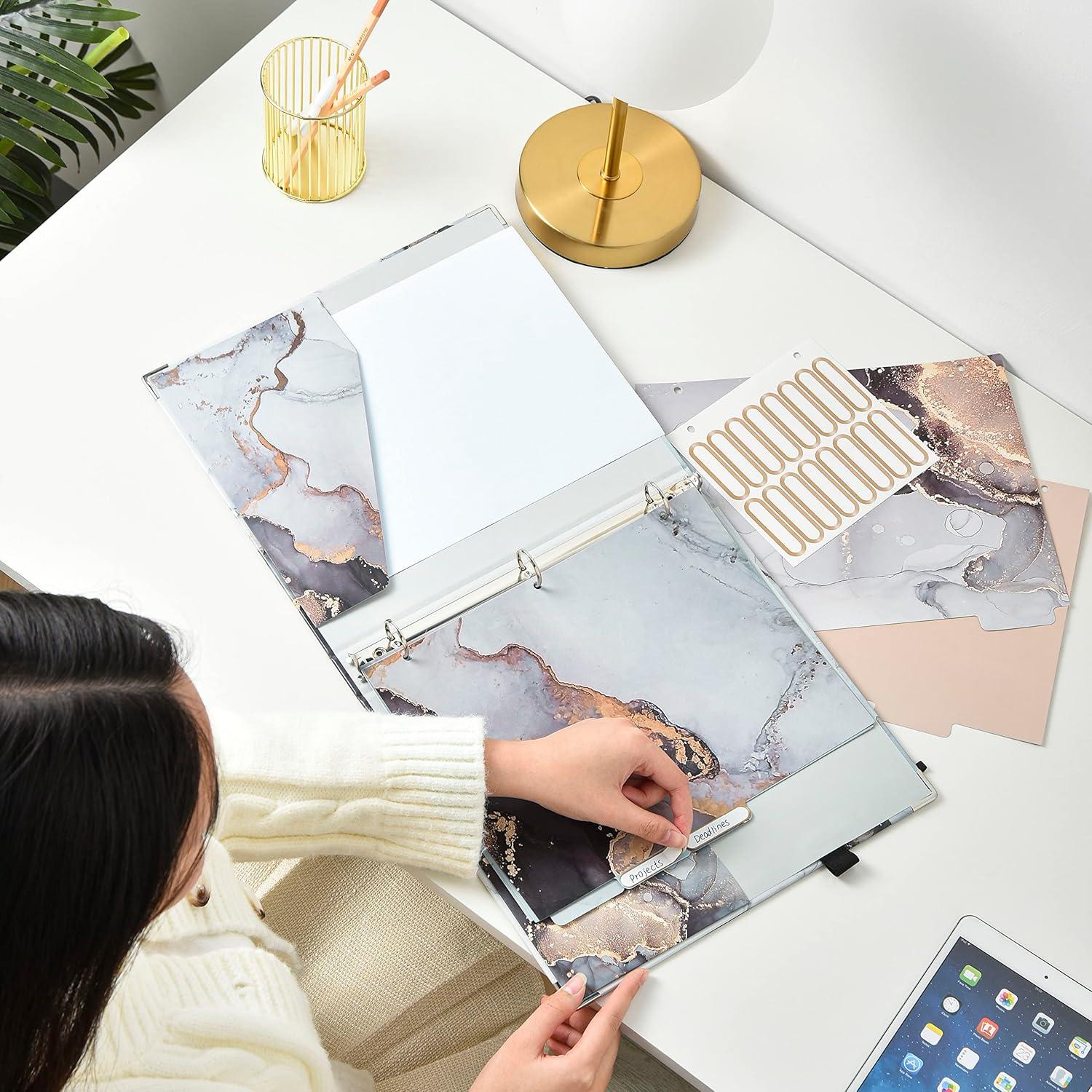 Carpeta Decorativa de 3 Anillos NELOVI Tamaño Carta Negra