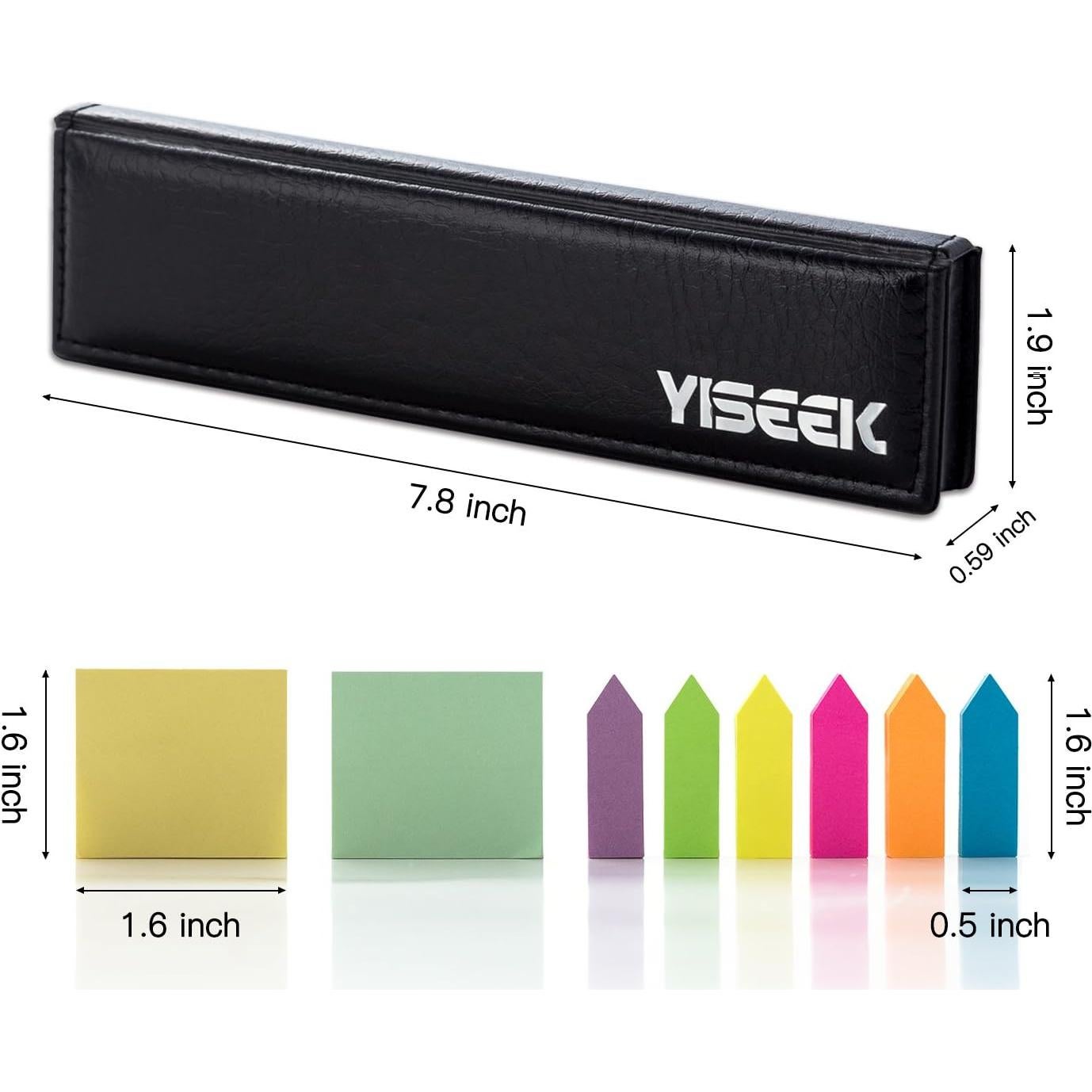 Juego de Notas Adhesivas YISEEK 1280 Pcs con Caja Negra