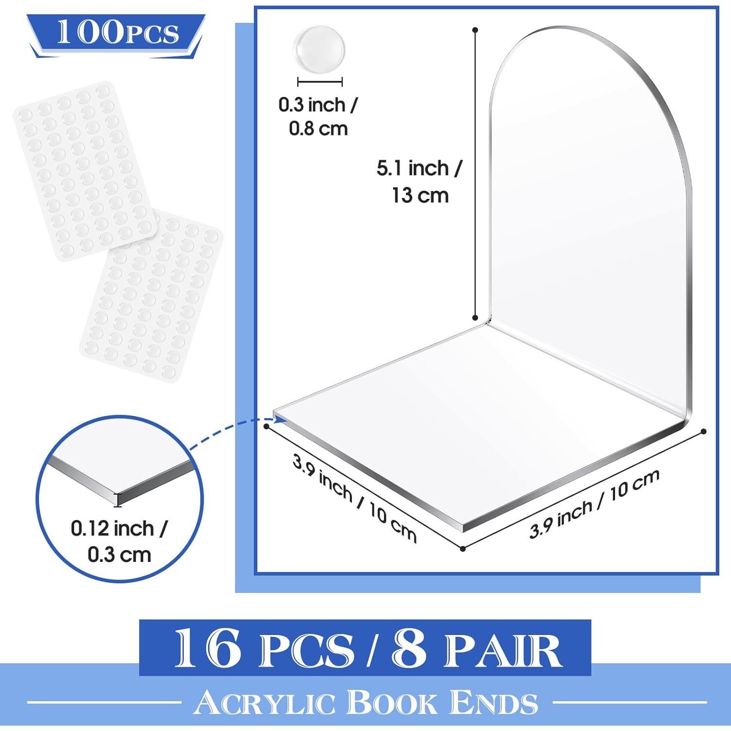 Soportes de Libros Acrílicos Leinuosen 16 Pcs Transparente