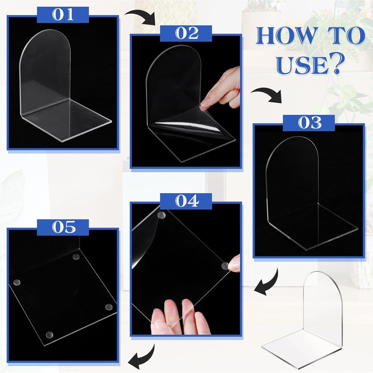 Soportes de Libros Acrílicos Leinuosen 16 Pcs Transparente