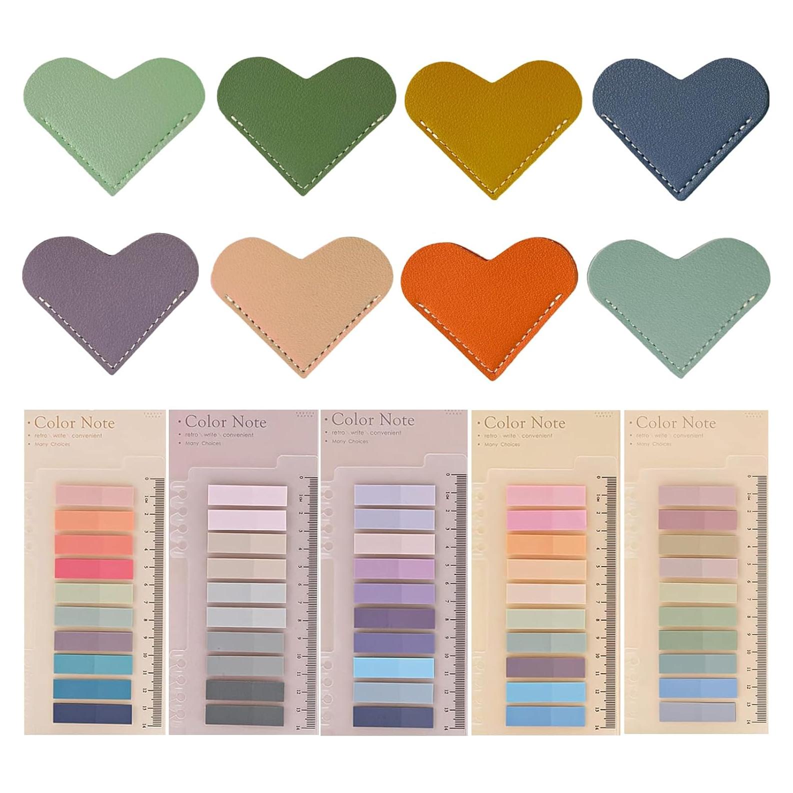 8 Marcadores de Corazón Tuuiimo + 1000 Etiquetas Adhesivas