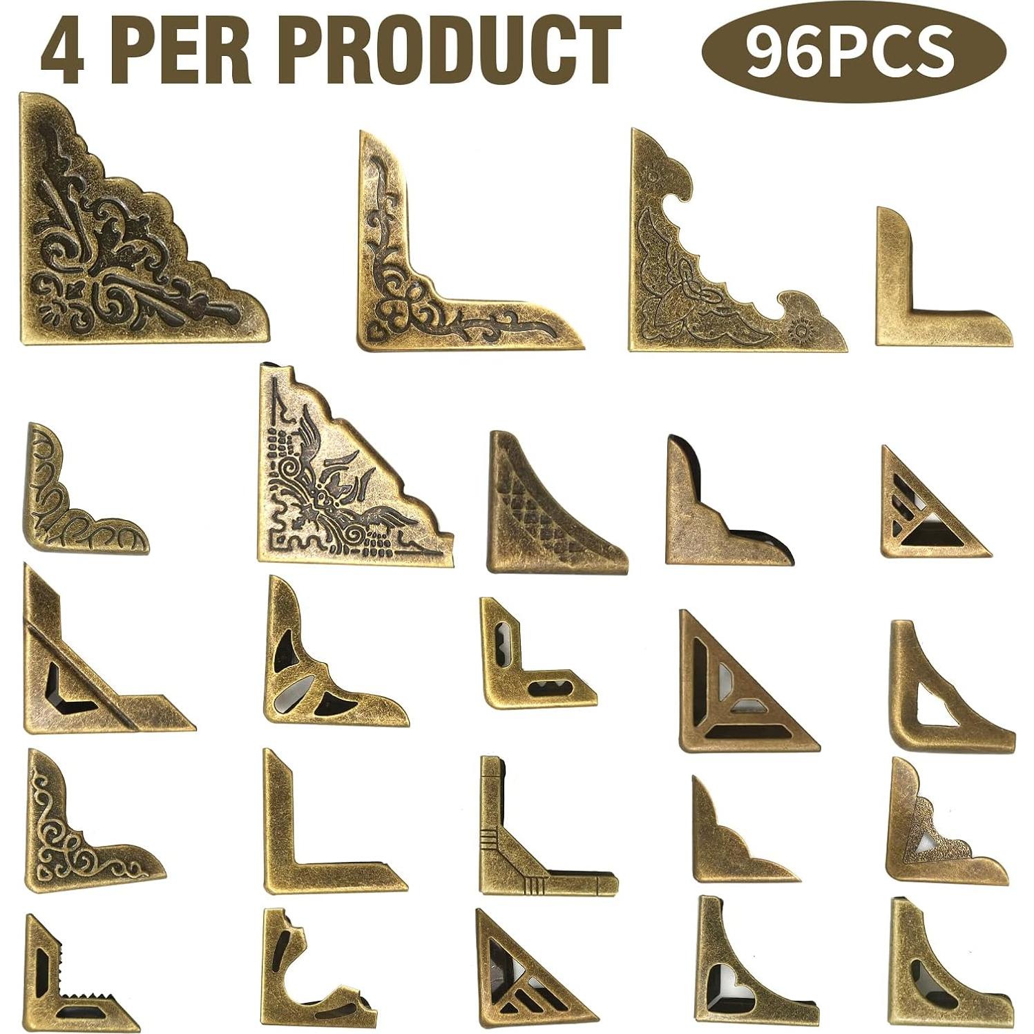 96 Protectores de Esquinas de Metal Vintage Aynaxcol - 24 Estilos