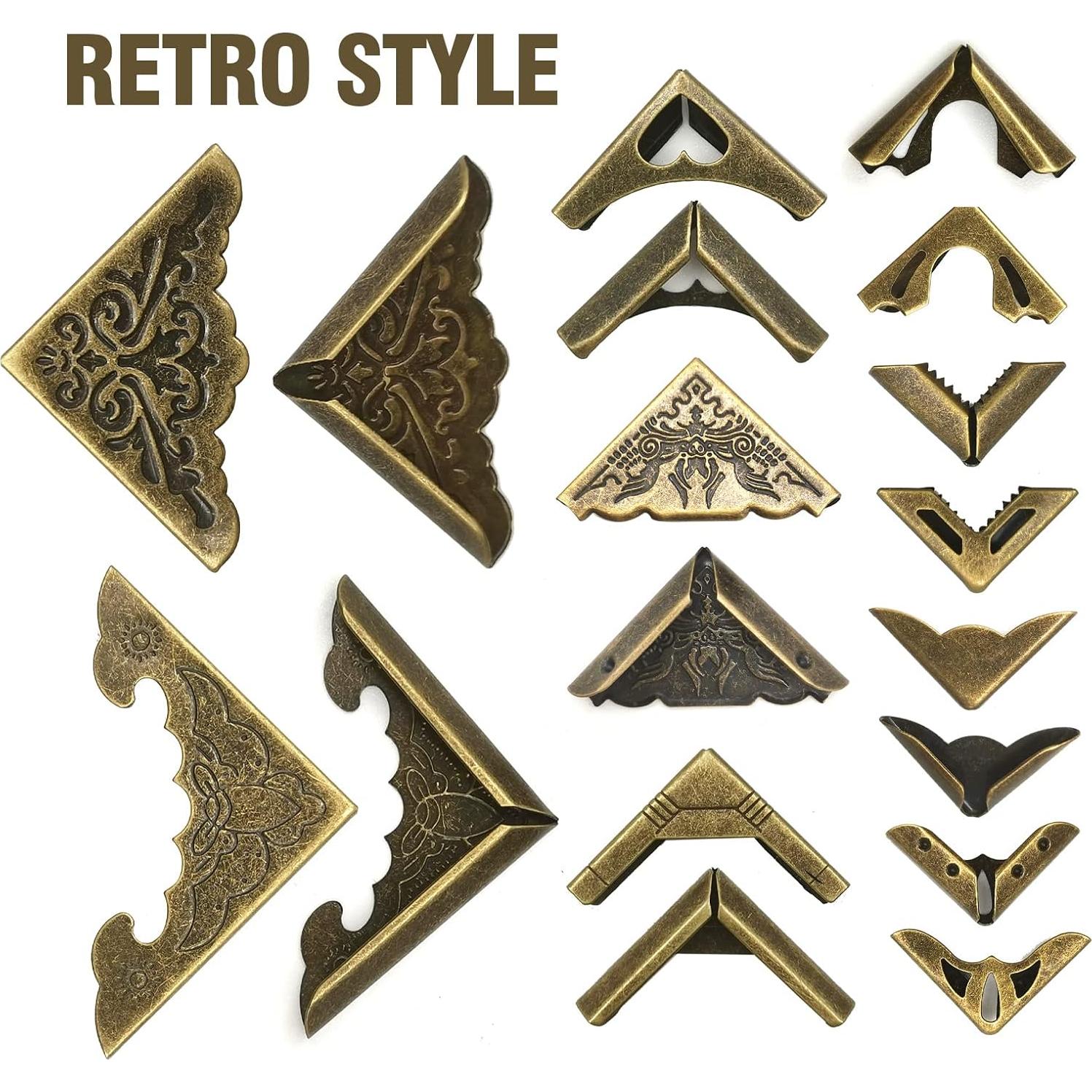 96 Protectores de Esquinas de Metal Vintage Aynaxcol - 24 Estilos