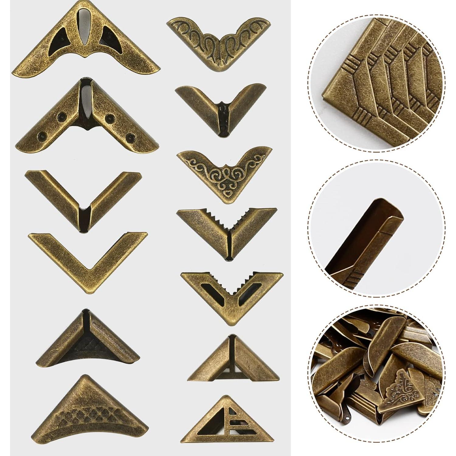96 Protectores de Esquinas de Metal Vintage Aynaxcol - 24 Estilos