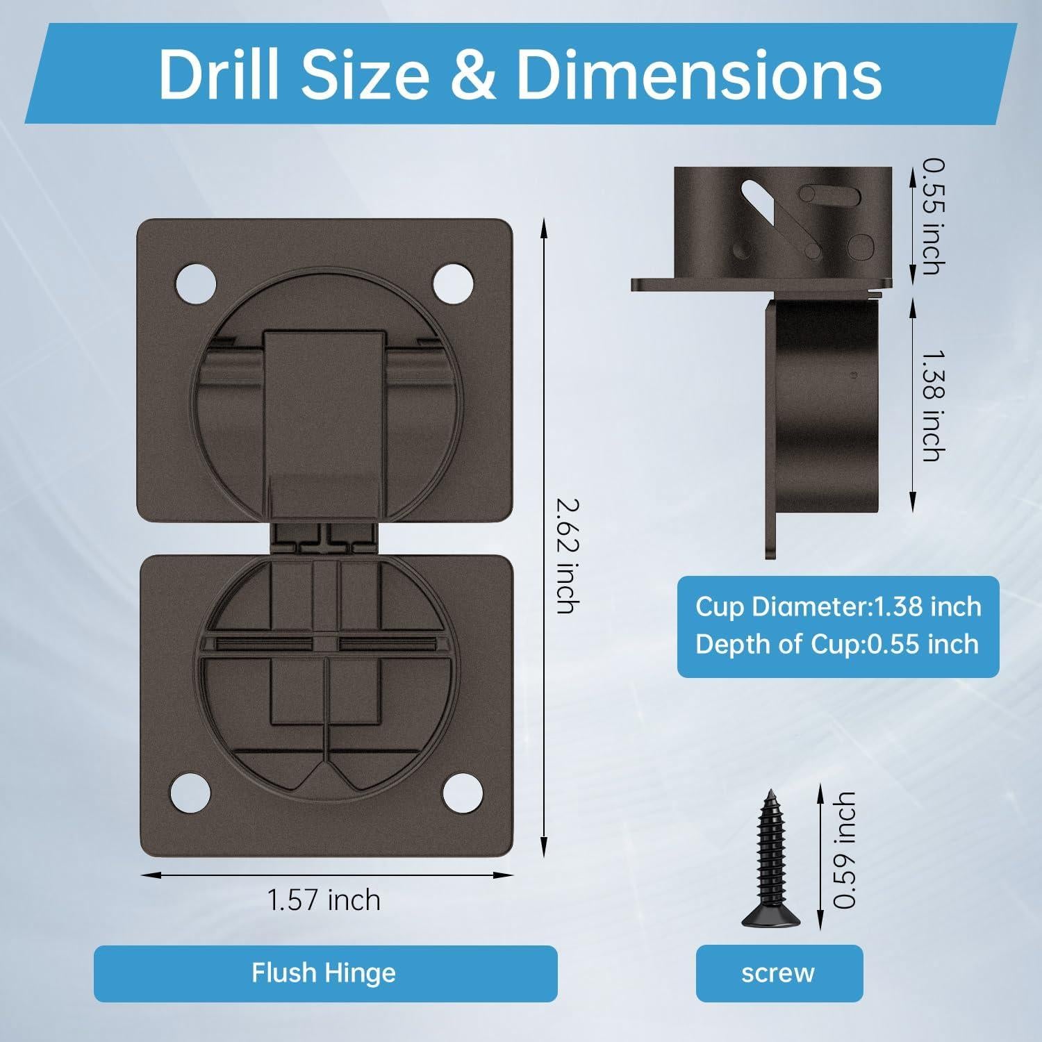 Bisagras Ocultas Ajustables ZFYOUNG 90 Grados 2 Piezas