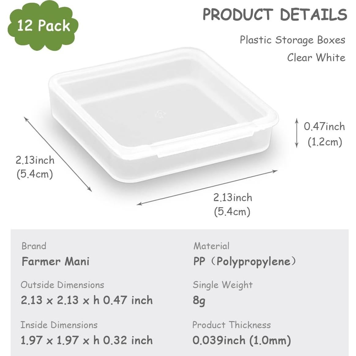 Caja Organizadora Cuadrada Transparente Farmer Mani - 12 Unidades