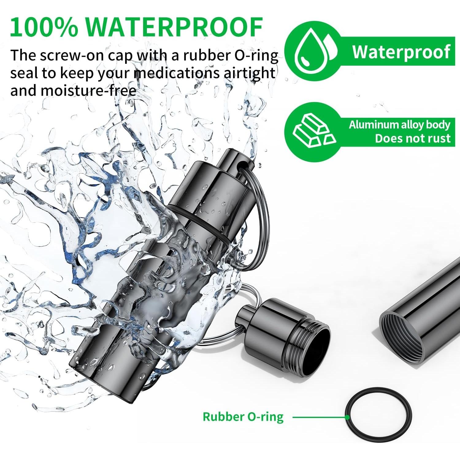 Caja de Píldoras de Metal TecQach - 2 Paquetes, Llave, Gris/Negro