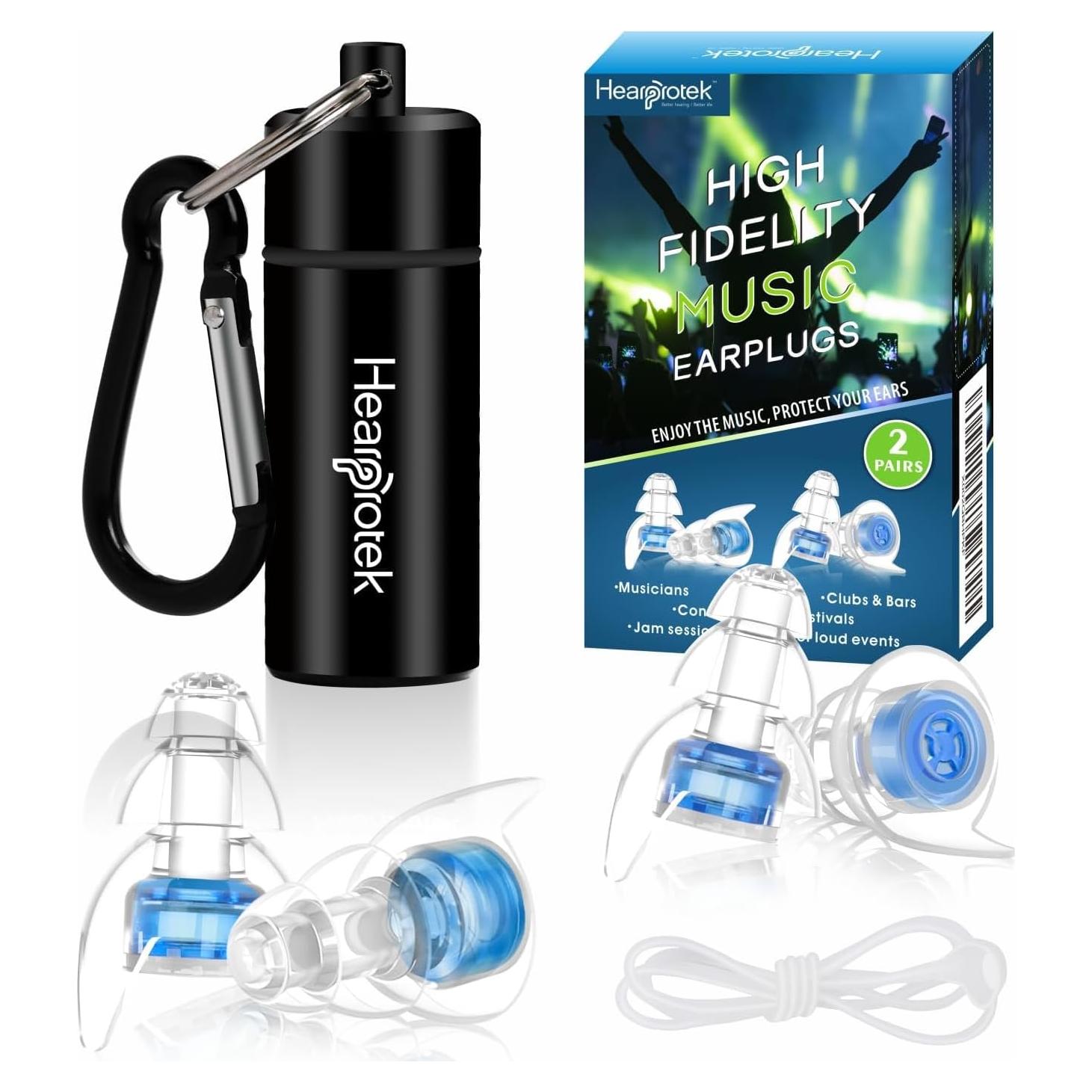Tapones para oídos Hearprotek HP16, 2 pares alta fidelidad
