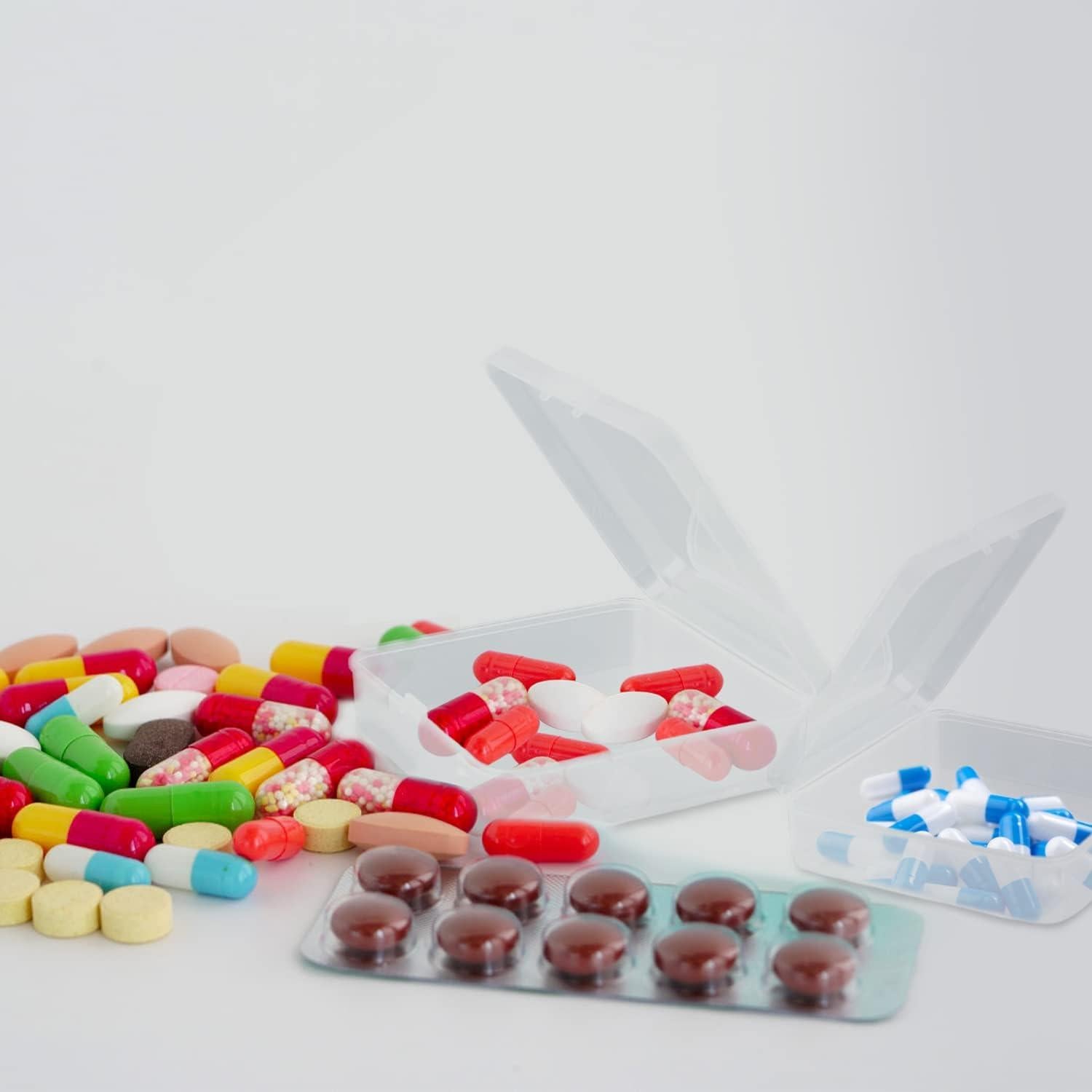 Rocutus 24 Contenedores Plástico Transparente con Tapa Bisagra