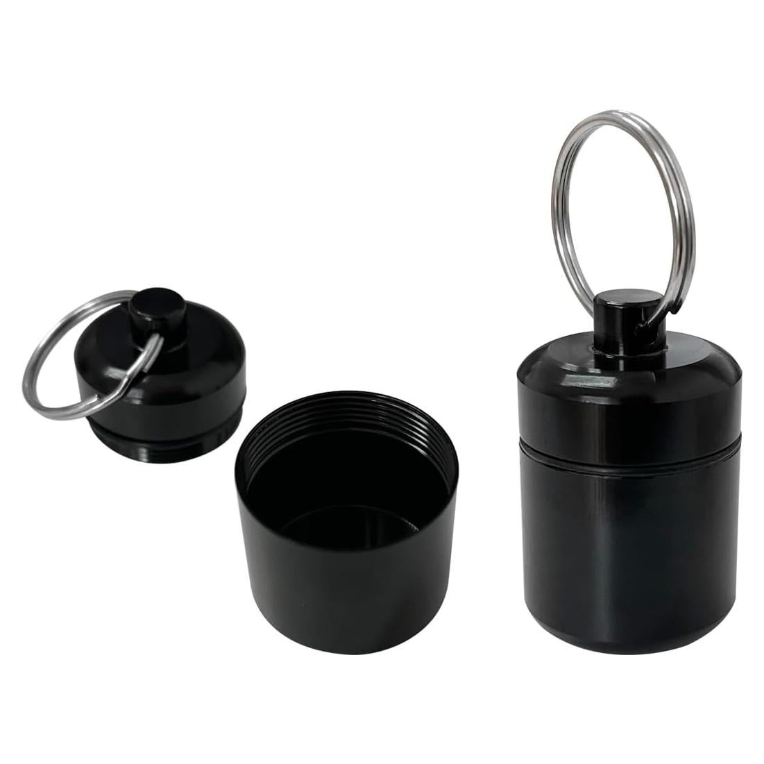 2 Contenedores de Pastillas Portátiles Aluminio 15ml Llavero