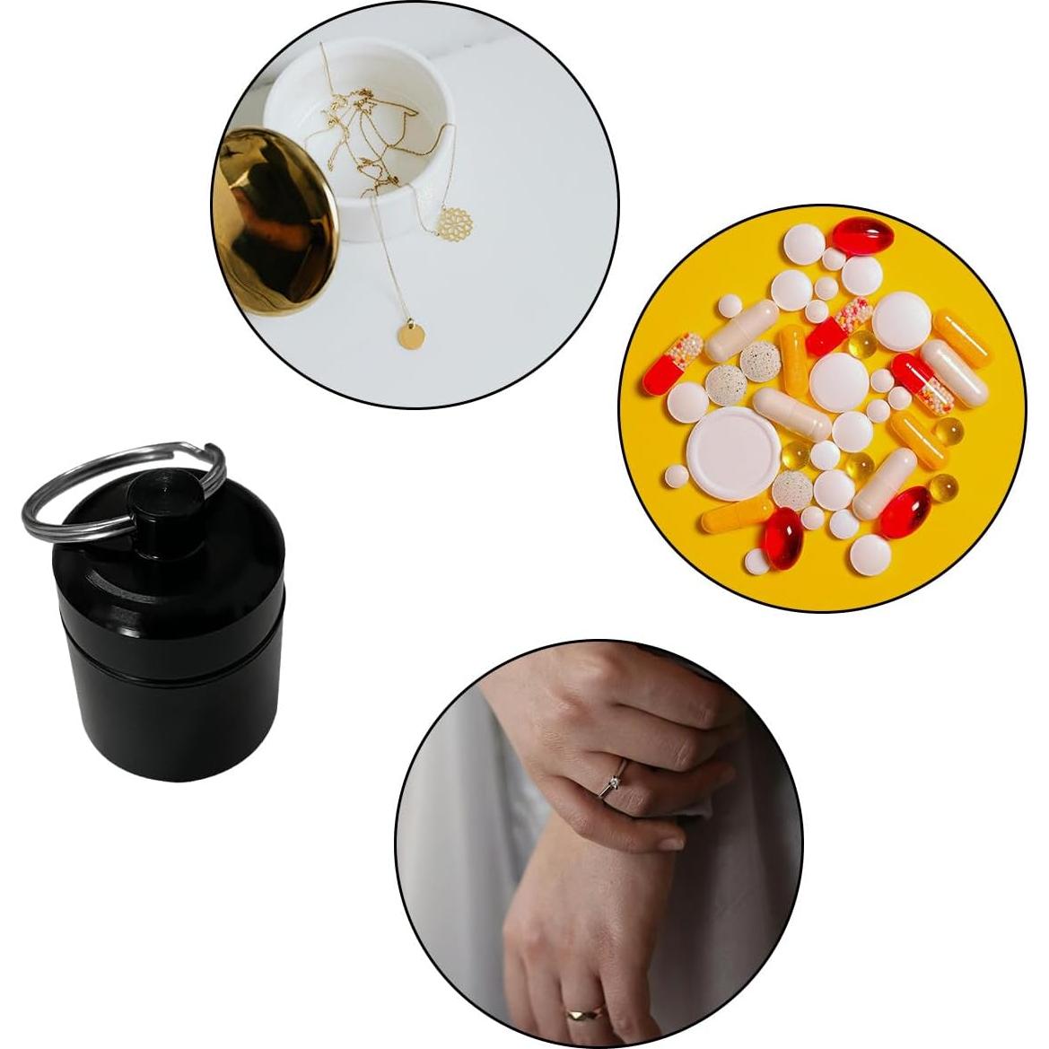 2 Contenedores de Pastillas Portátiles Aluminio 15ml Llavero