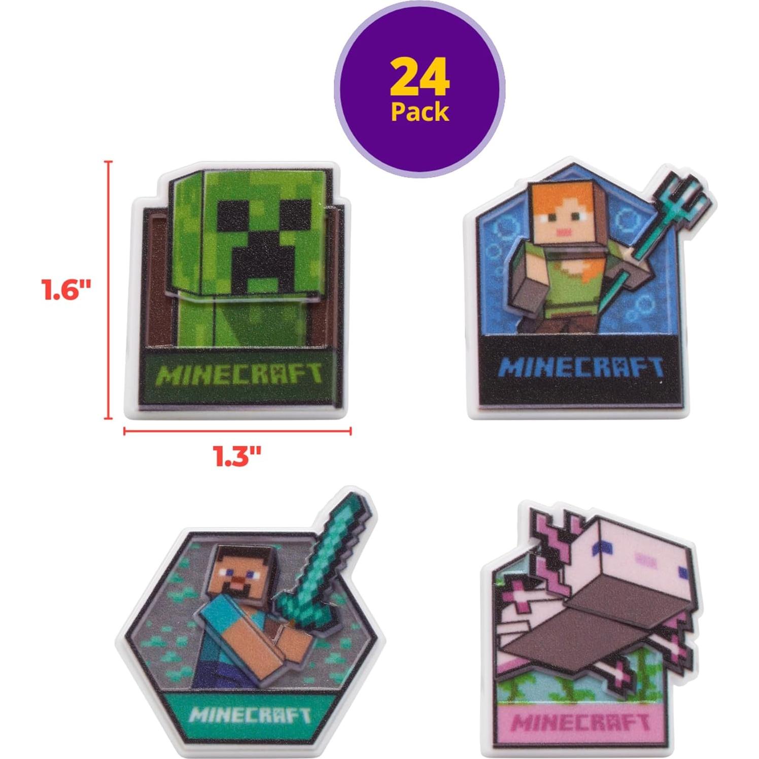 DecoPac Anillos para Cupcakes Minecraft - 24 Adornos 3D