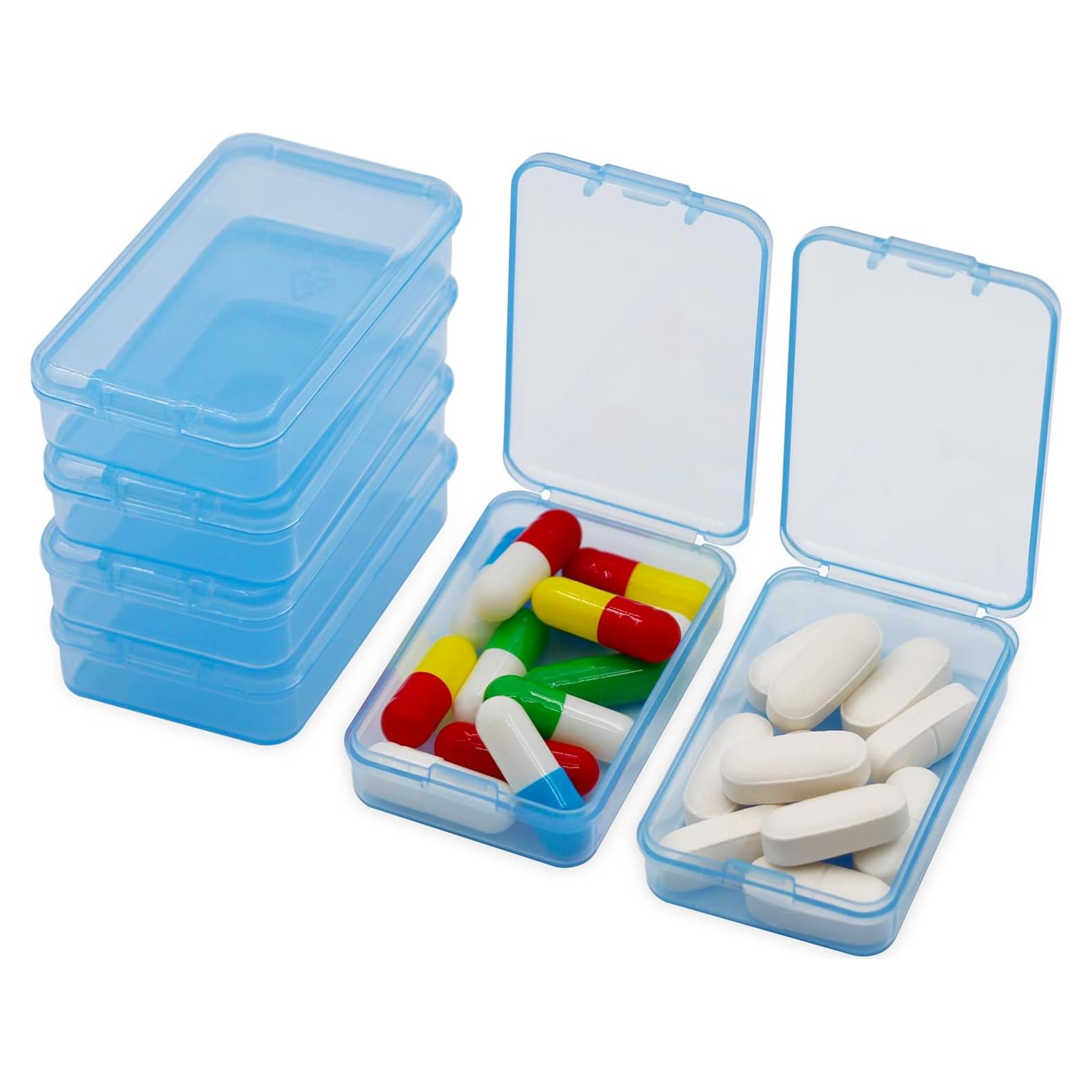 6 Cajas de Pastillas HUIKE Mini Organizador Portátil Azul