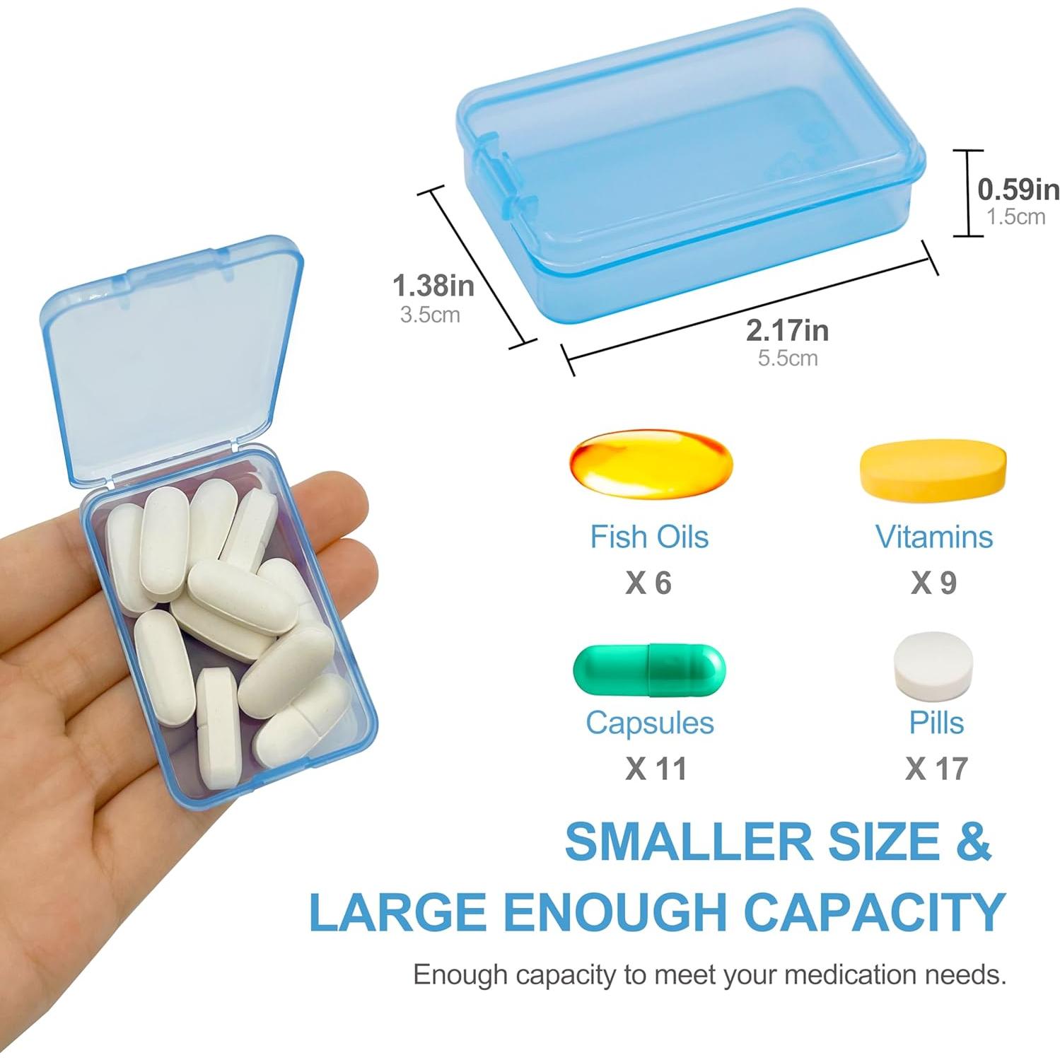 6 Cajas de Pastillas HUIKE Mini Organizador Portátil Azul
