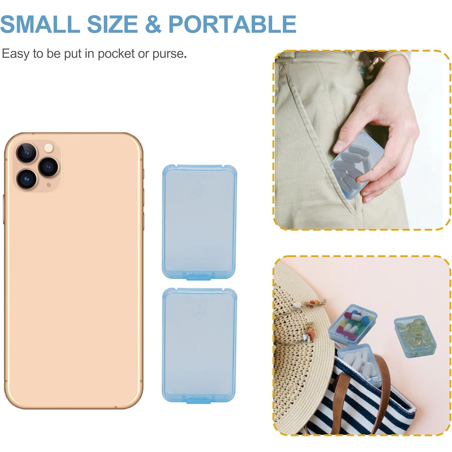 6 Cajas de Pastillas HUIKE Mini Organizador Portátil Azul