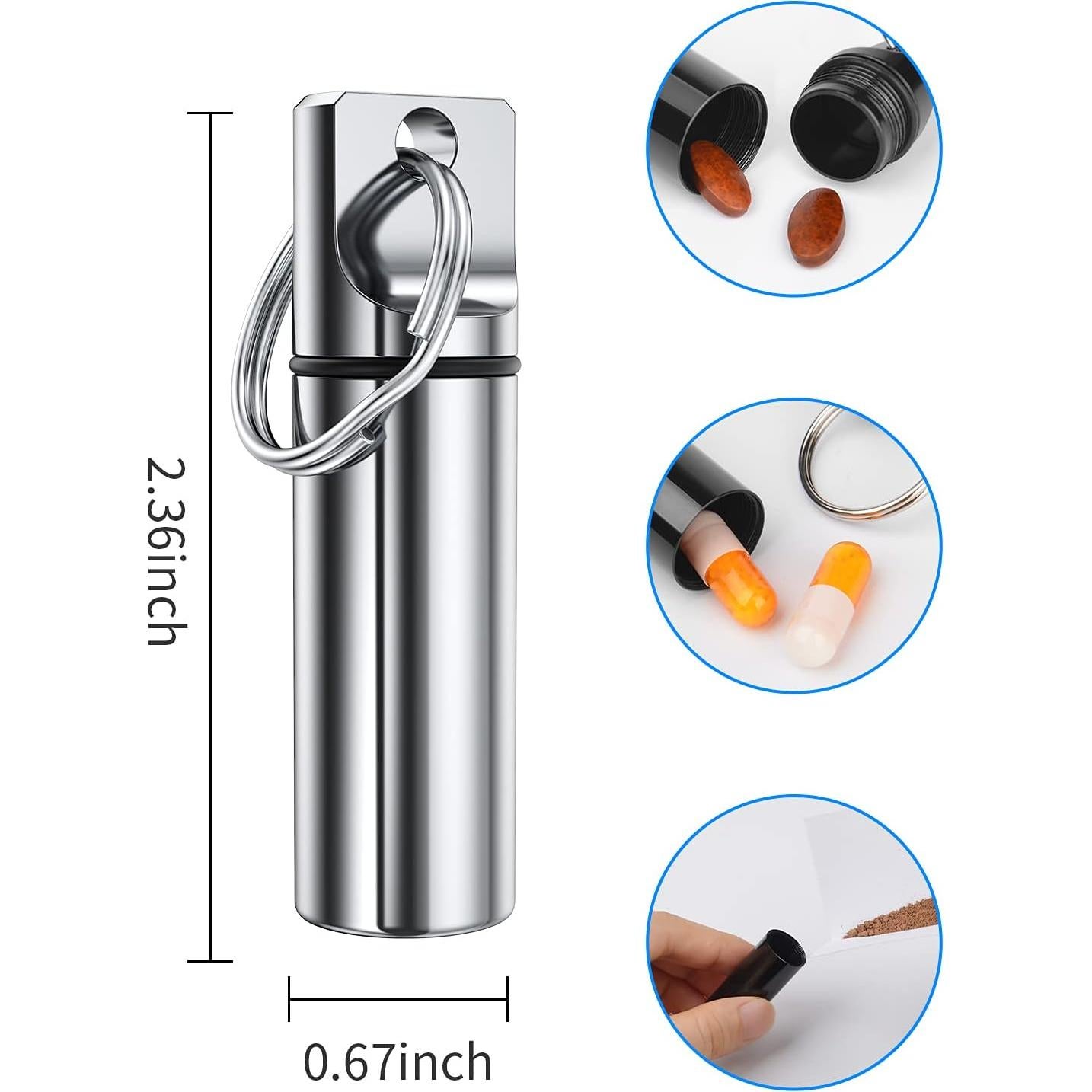 Llavero organizador de pastillas TecQach, aluminio a prueba de agua