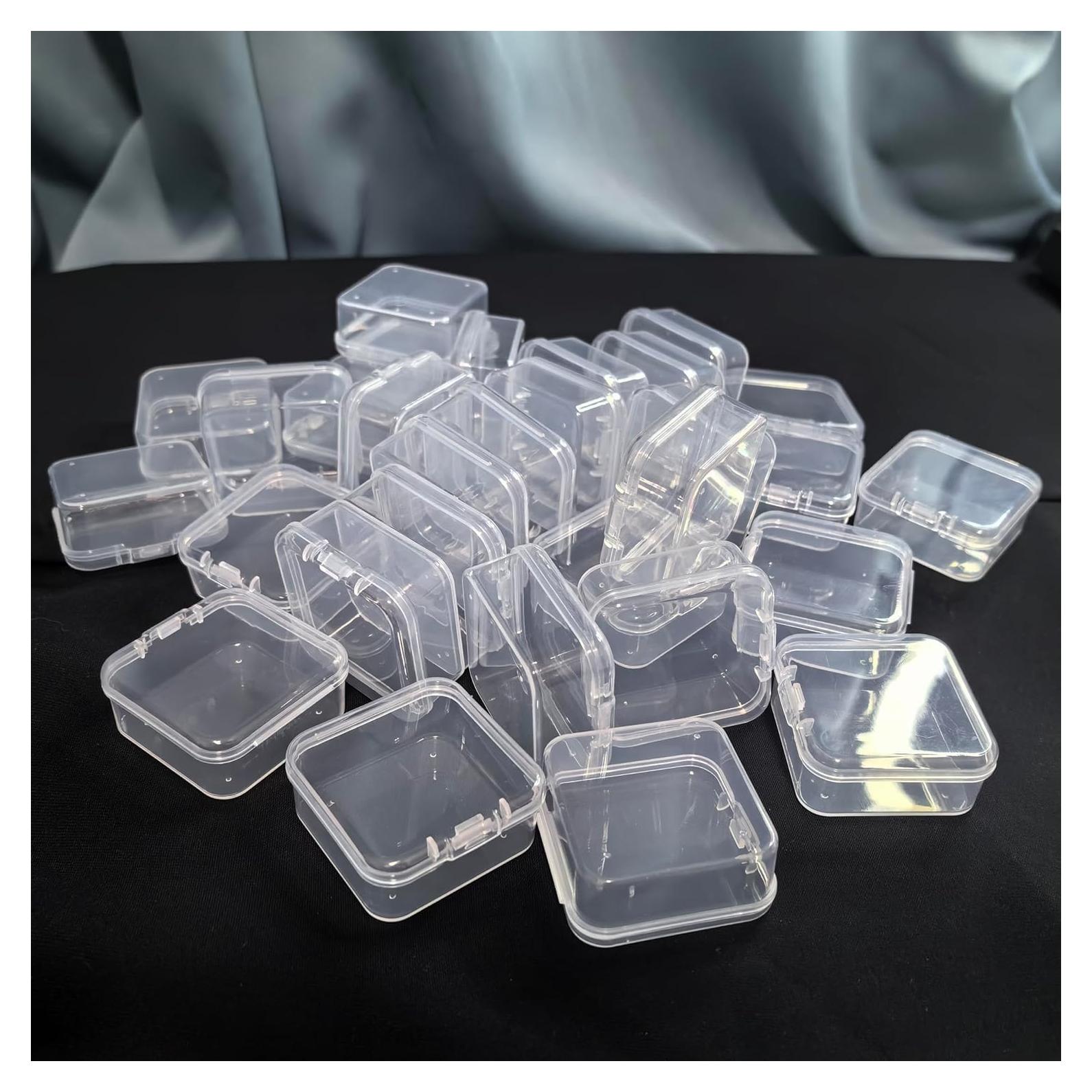 Paquete de 4 cajas de almacenamiento plástico transparente 4.3x4.3cm