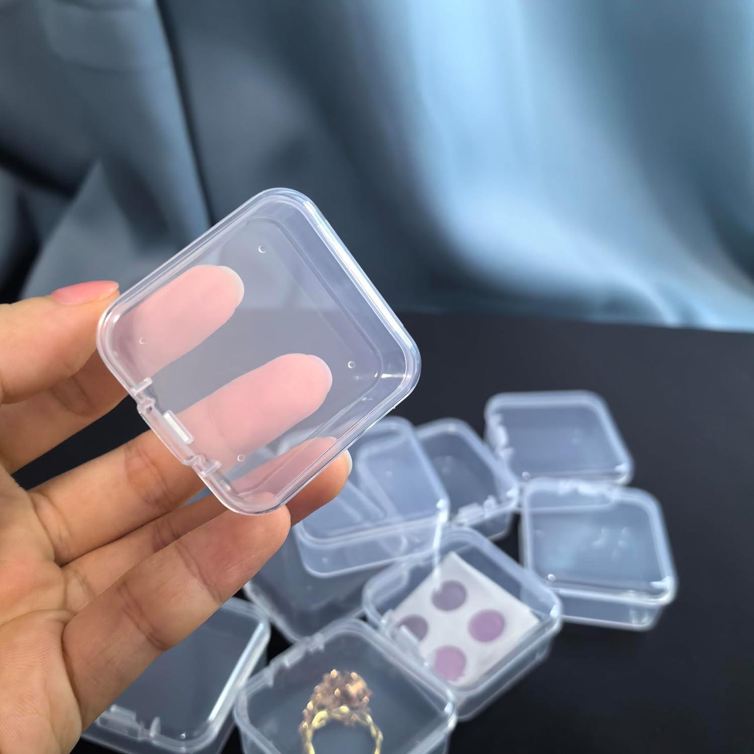 Paquete de 4 cajas de almacenamiento plástico transparente 4.3x4.3cm