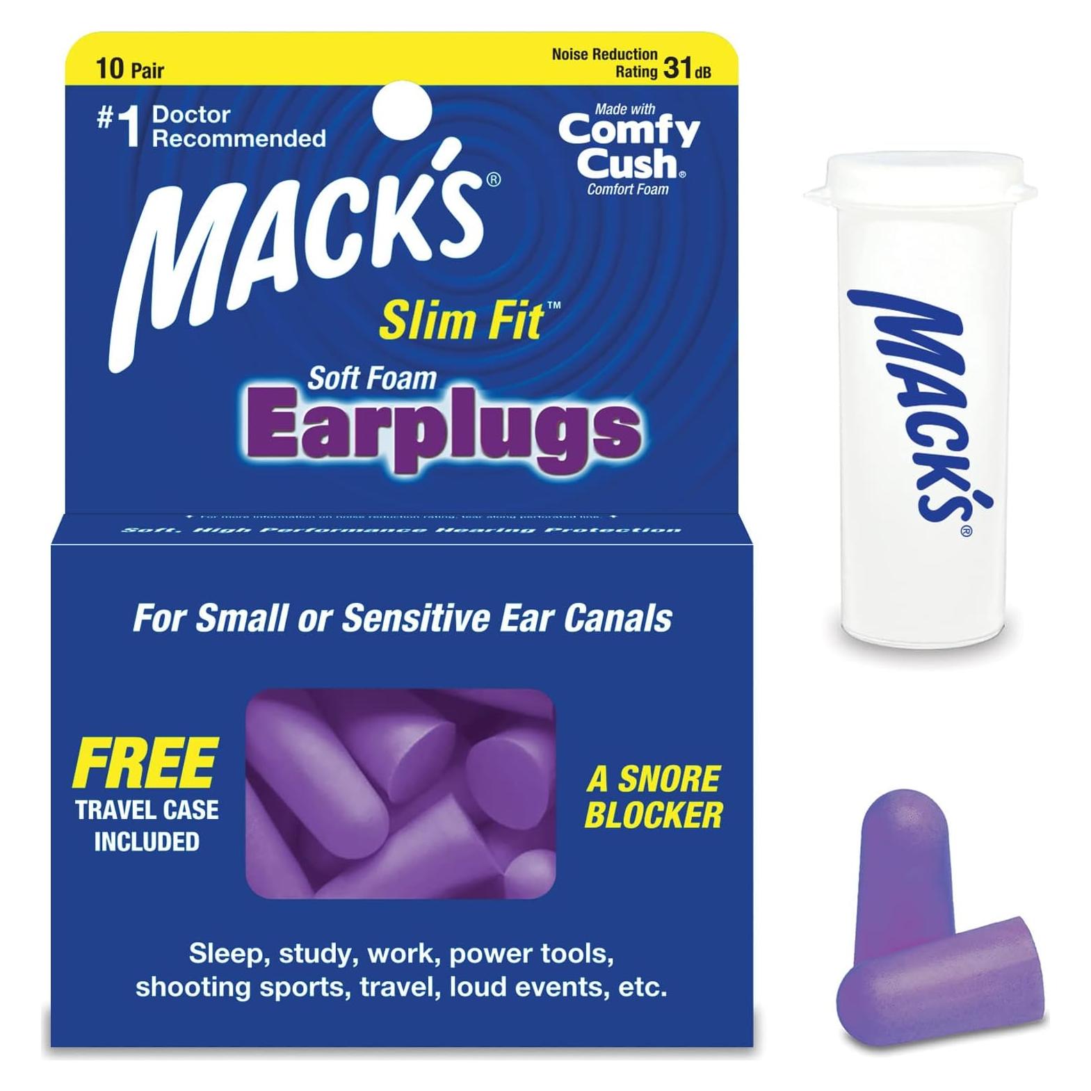 Tapones para oídos Mack's Slim Fit Foam 10 pares - Pequeños