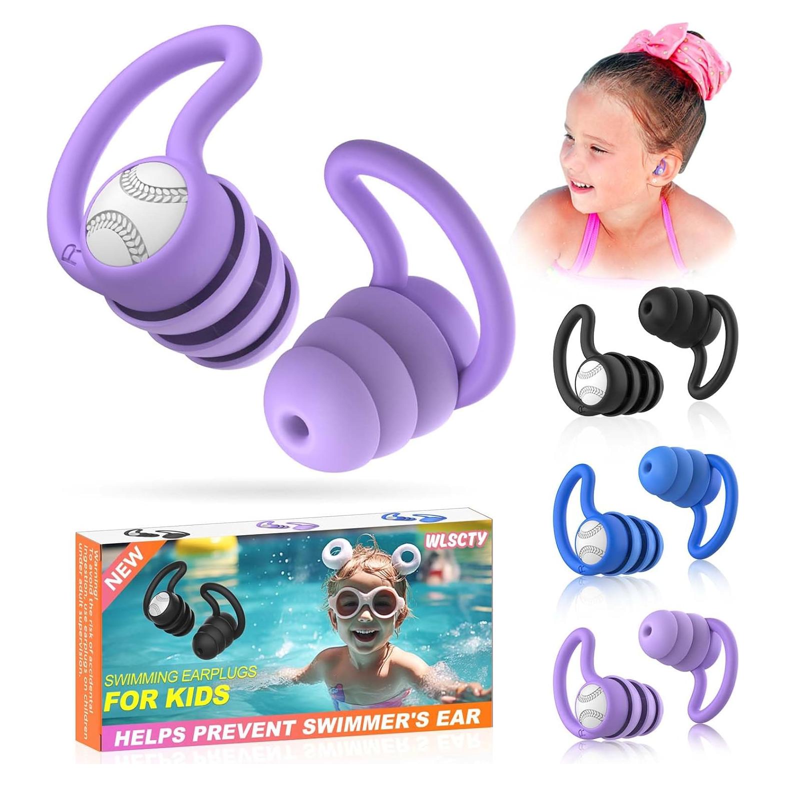 Tapones para Oídos WLSCTY Silicona Niños 3 Pares Impermeables