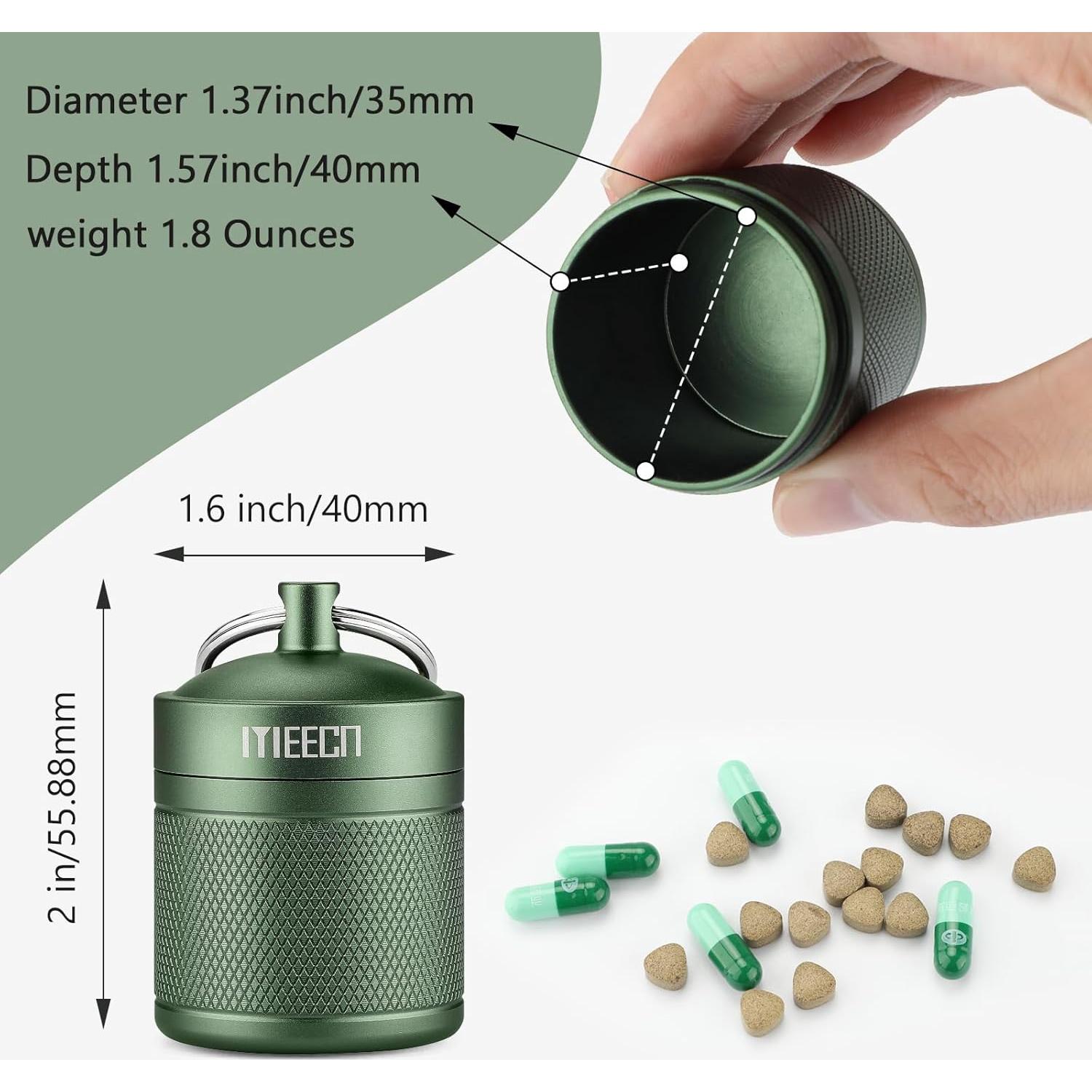Portapíldoras de Aluminio MEECN Verde Impermeable 1.6x5.08cm
