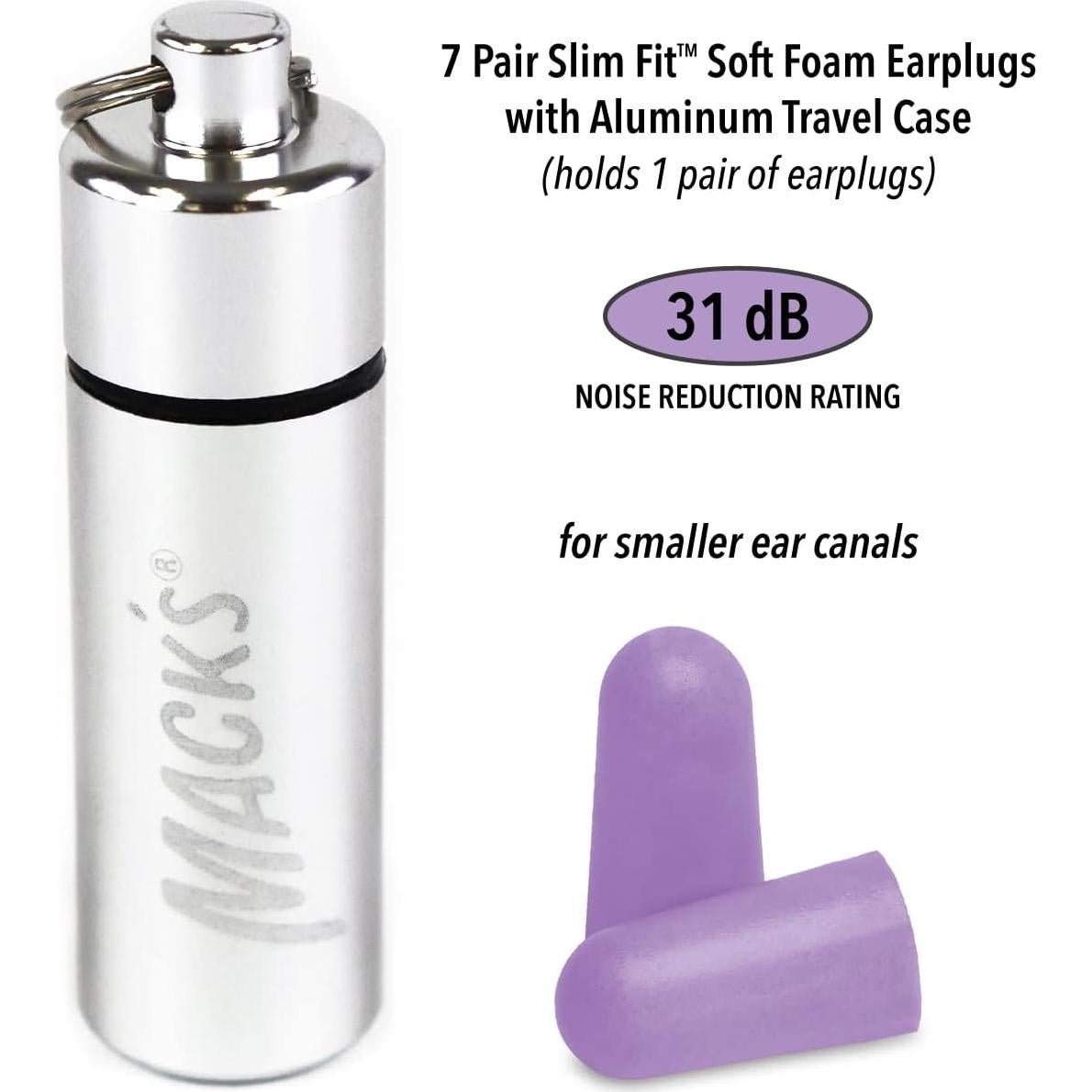 Tapones para oídos Mack's Slim Fit - 7 pares con estuche