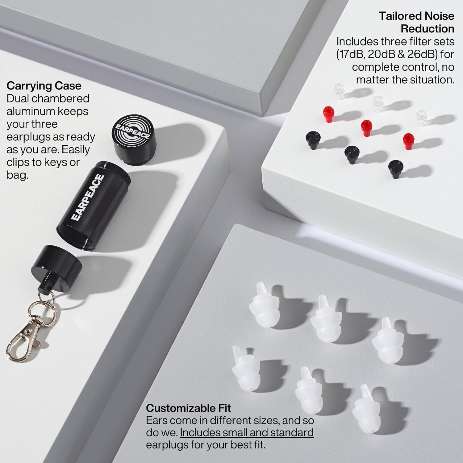 Tapones para Oídos EarPeace Música - Reducción 26dB - Reutilizables