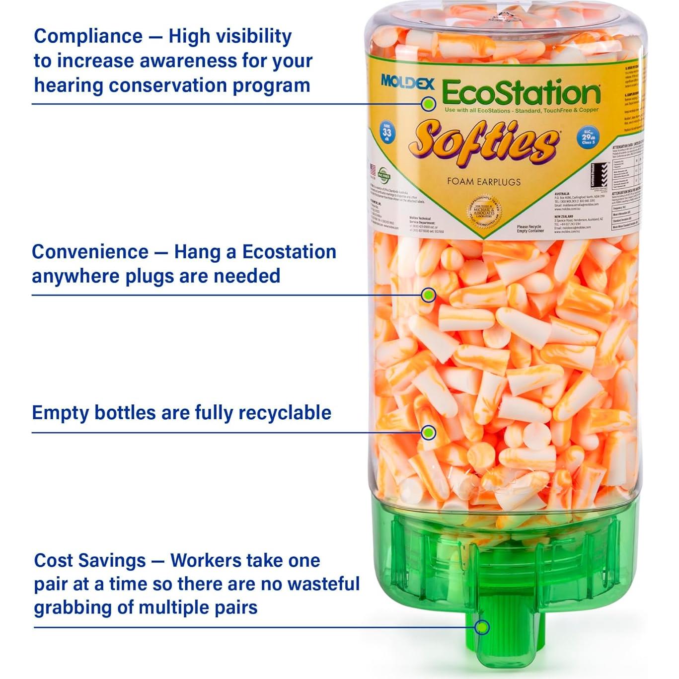 Dispensador de Tapones Moldex Softies 6701 NRR 33dB 500 Pares