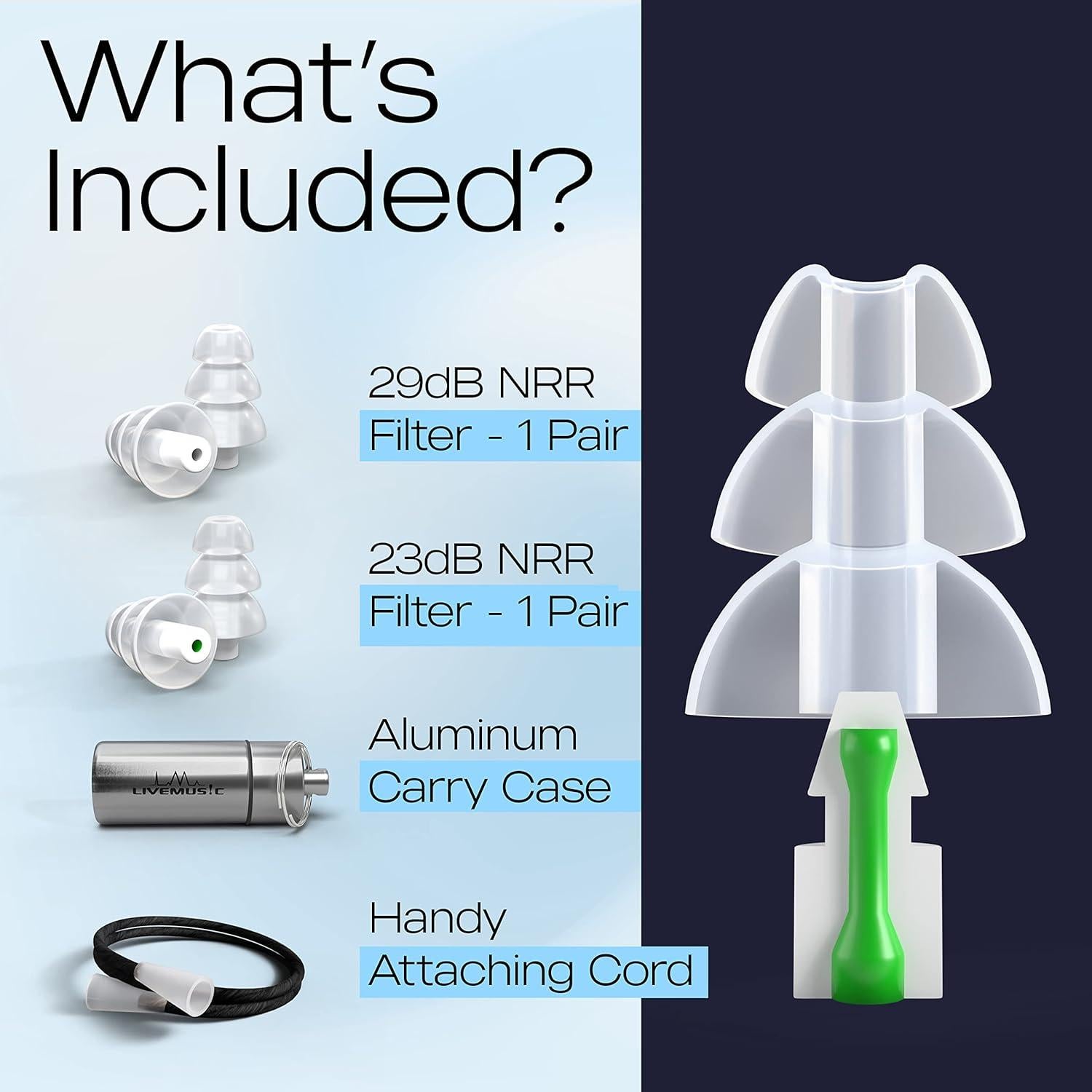 Tapones para oídos HearSafe - Alta fidelidad, reutilizables