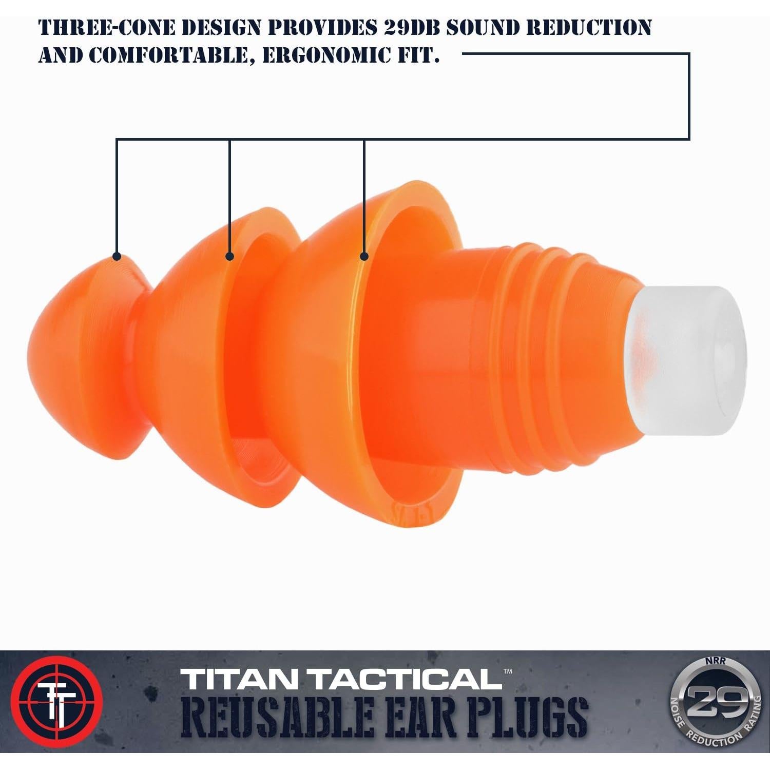 Tapones de oído Titan Tactical 29NRR con filtro removible