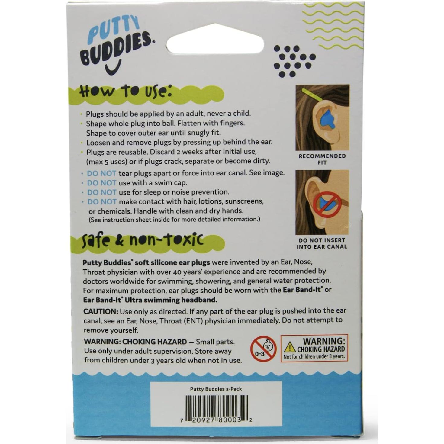 Tapones para oídos Putty Buddies de silicona - 3 pares