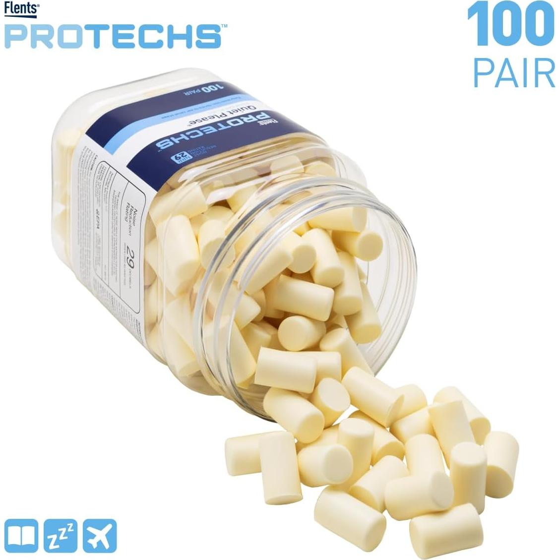 Tapones de espuma Flents Protechs 100 pares NRR 29 dB