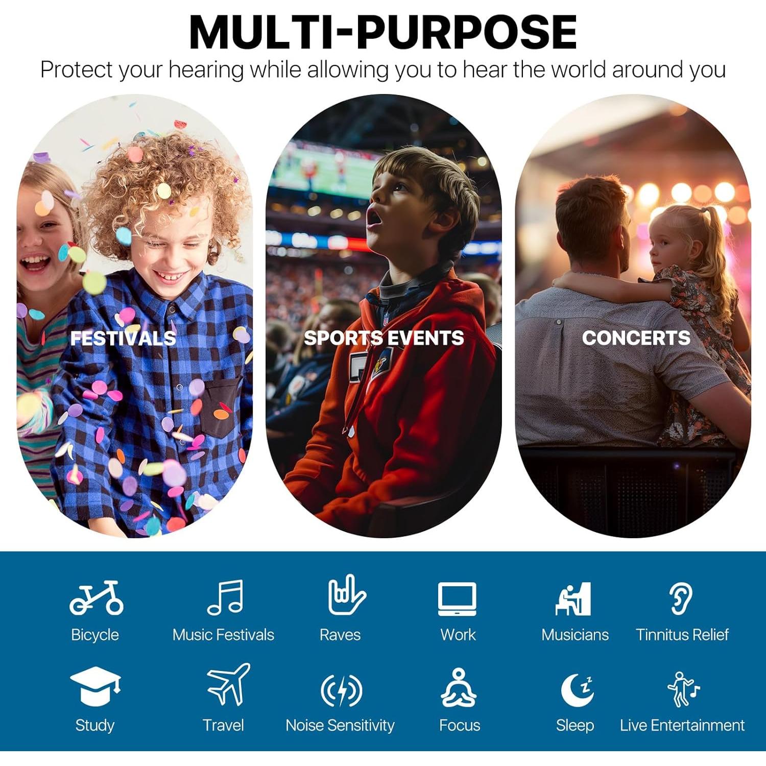 Tapones para Oídos Softvox F24 - Reducción 26dB - Niños y Adultos