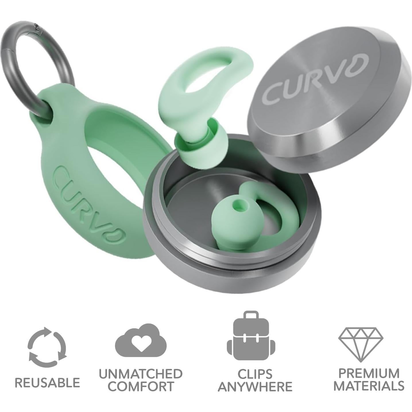 Tapones para Oídos CURVD con Cordón y Estuche Impermeable