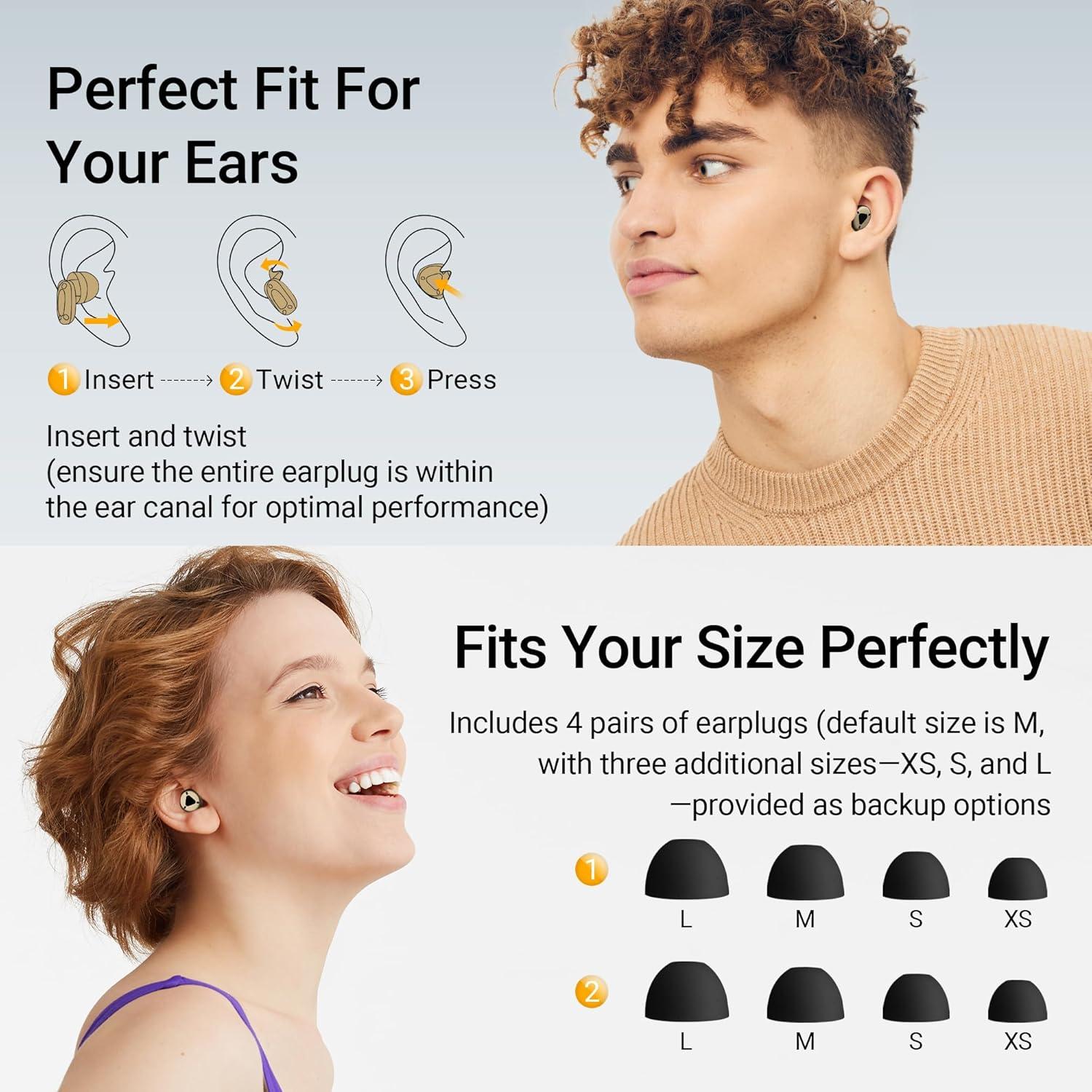 Tapones para Oídos Jerrunie 2025, Reutilizables, Ajustables, 4 Tamaños