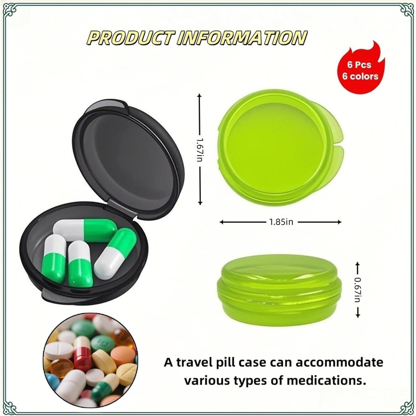 Juego de Organizadores de Pastillas TIKIYOUN - 6 Piezas Compactas