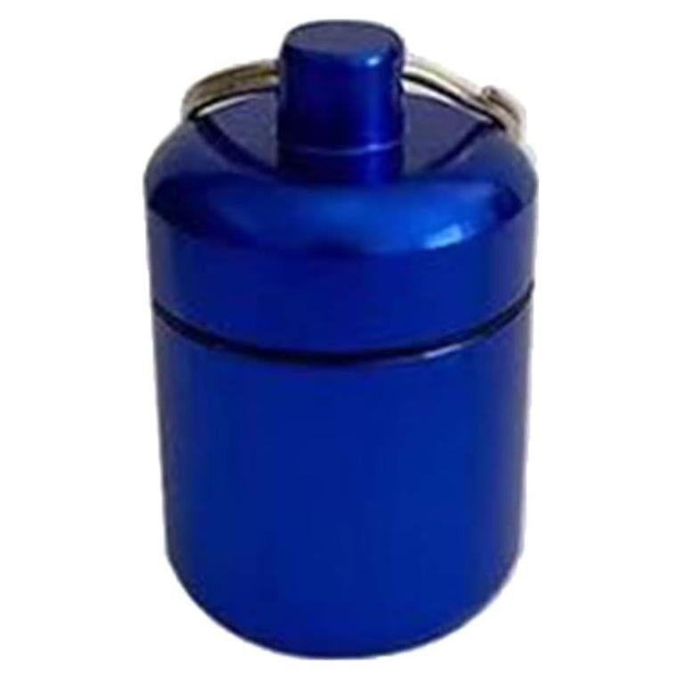 Portable Aluminium Alloy Pill Organizer Earplugs Storage Case Waterproof Small Storage Container, Blue