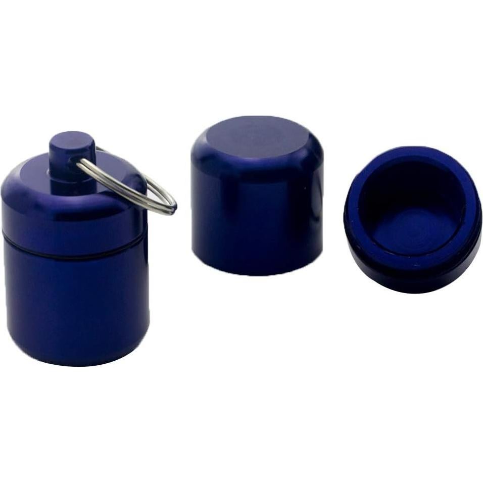 Portable Aluminium Alloy Pill Organizer Earplugs Storage Case Waterproof Small Storage Container, Blue