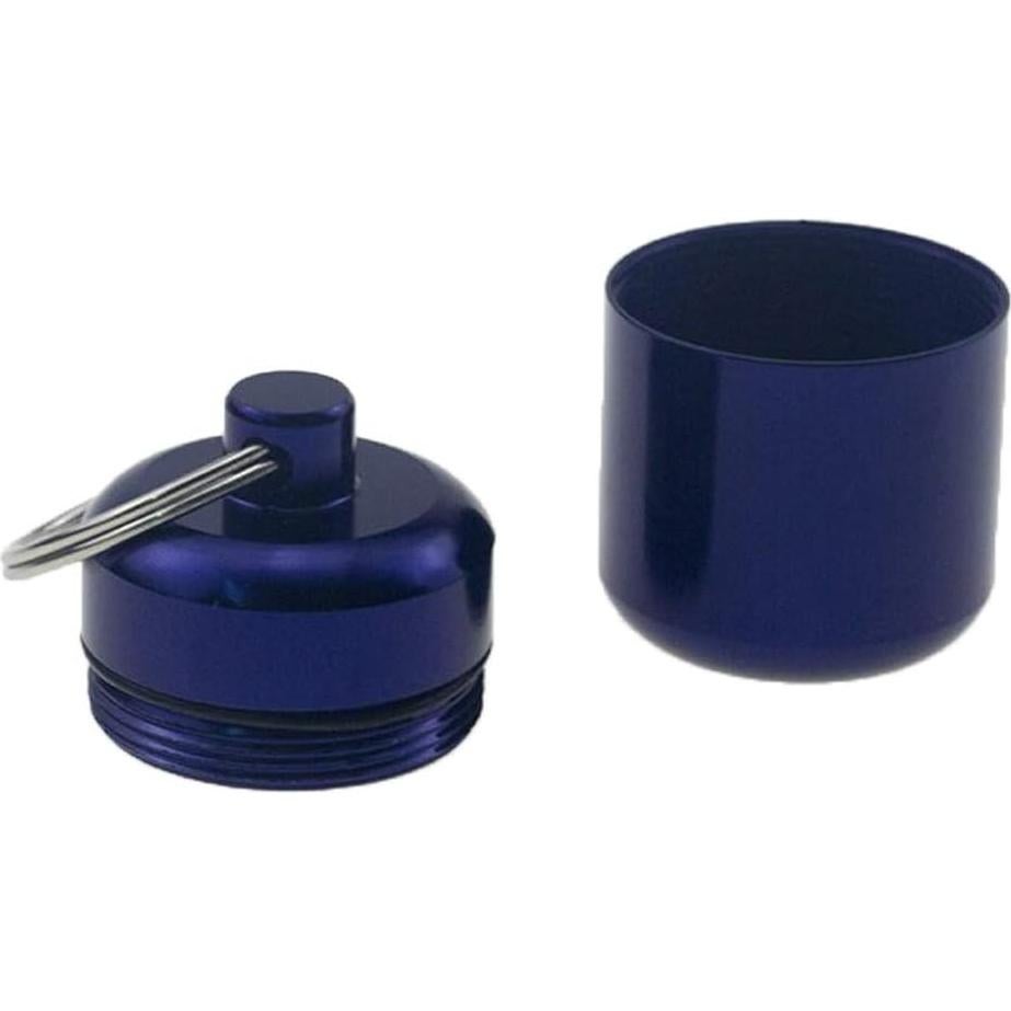 Portable Aluminium Alloy Pill Organizer Earplugs Storage Case Waterproof Small Storage Container, Blue