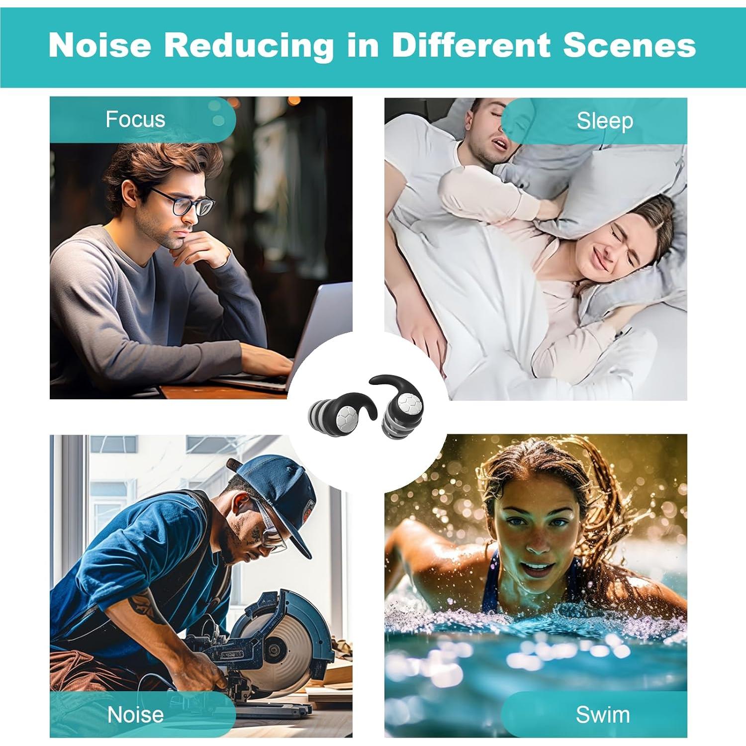 Tapones para oídos YKuzLx - Silicona suave, 32dB, reutilizables