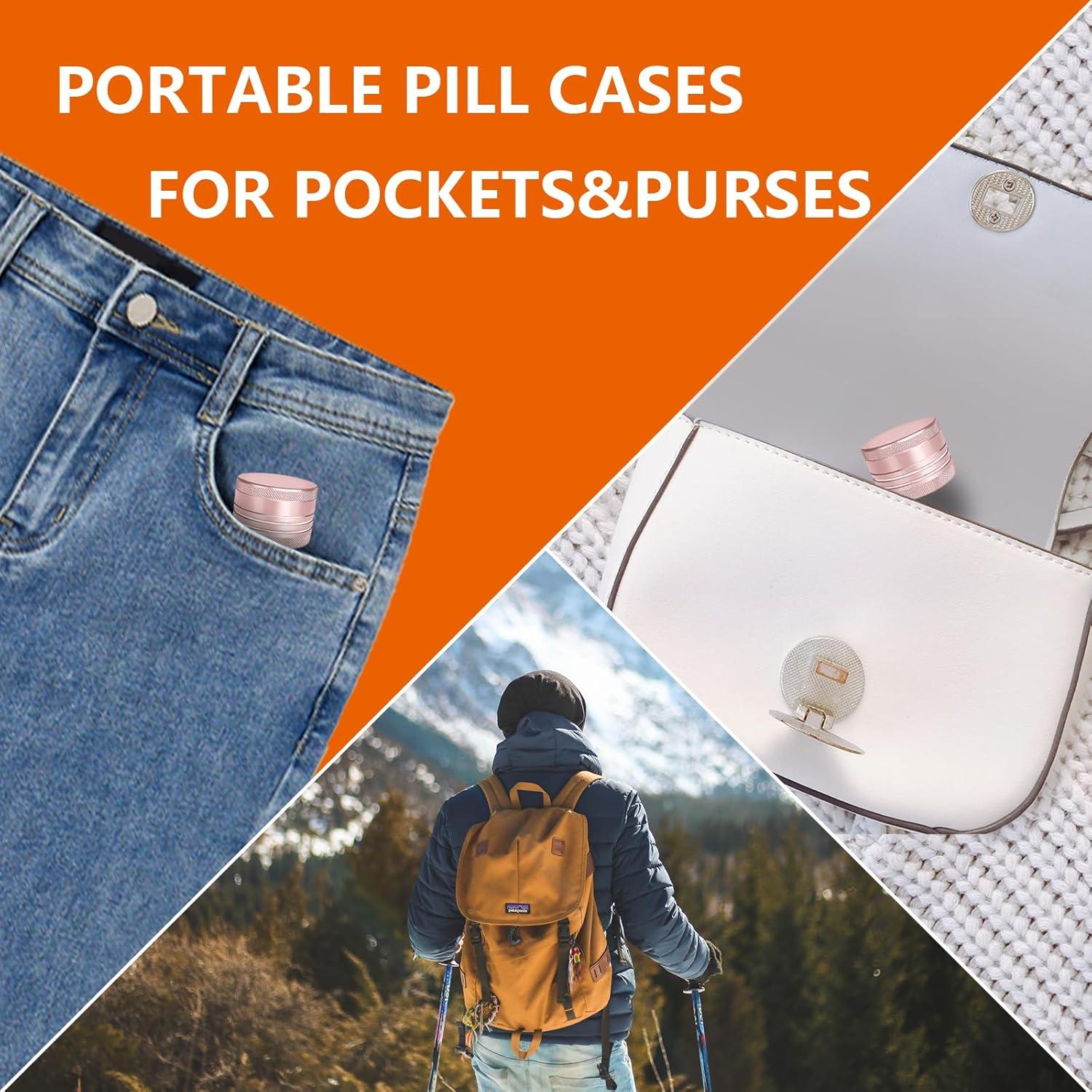 Caja de Pastillas Portátil Minlen Rosa y Oro Rosa 8cm