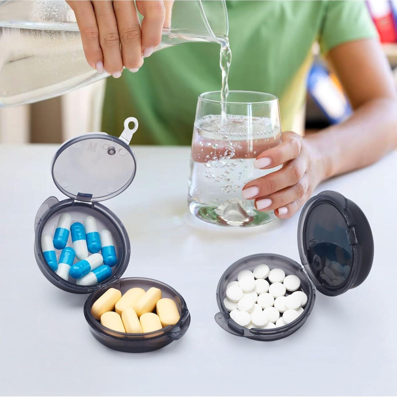 Estuche organizador de pastillas HUIKE - 6 piezas, doble capa, negro