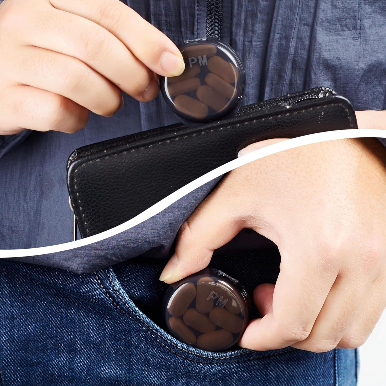 Estuche organizador de pastillas HUIKE - 6 piezas, doble capa, negro